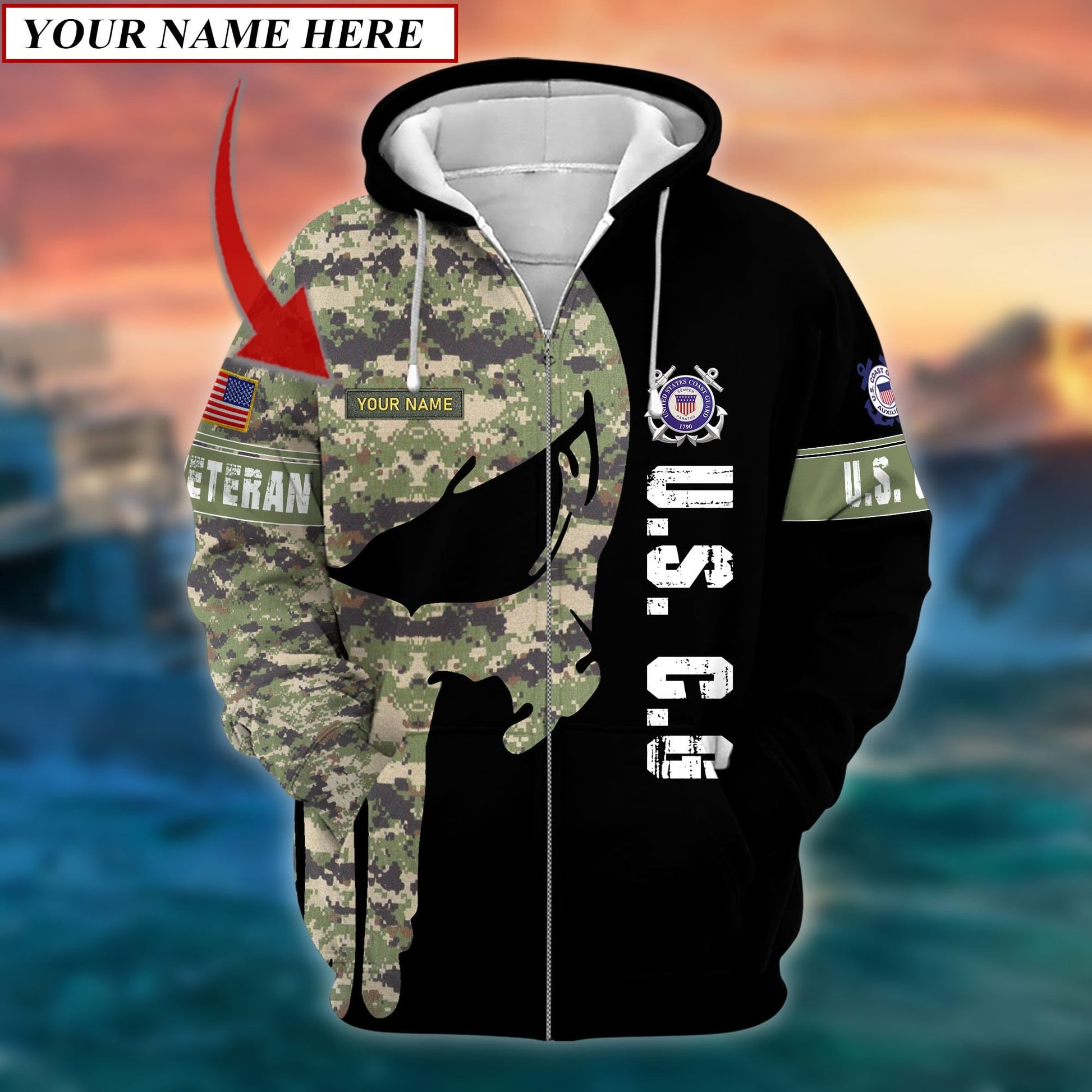 Premium Multiple US Military Services Veteran Personalize Zip Hoodie PVC24010301