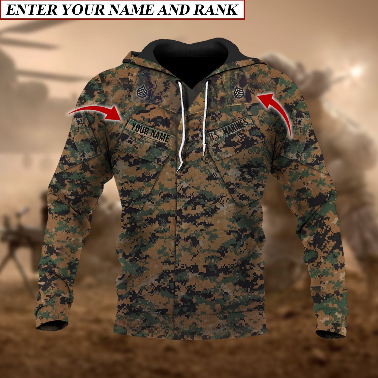 Premium Multiple US Military Services Veteran Personalize Hoodie PVC240104