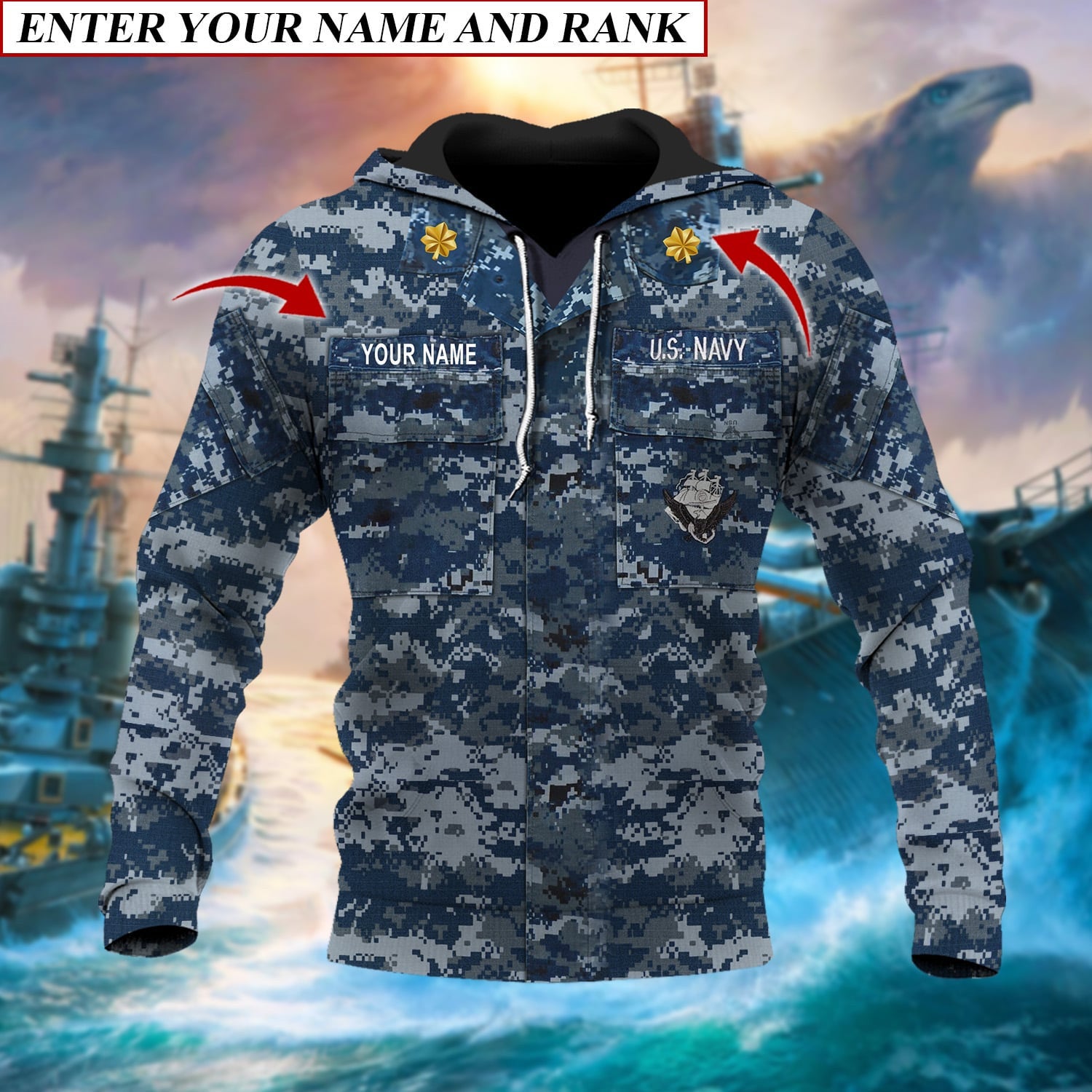 Premium Multiple US Military Services Veteran Personalize Hoodie PVC240104