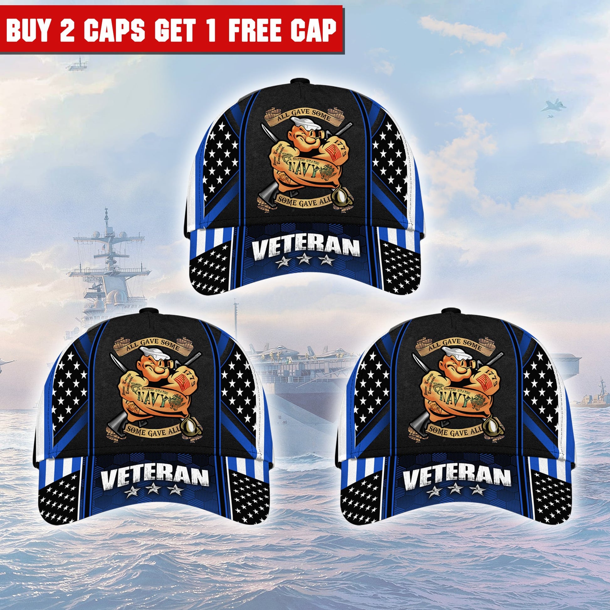 Premium Multiple Color Veteran 3D Cap PVC120201 (Buy 2 Caps Get 1 Free Cap)