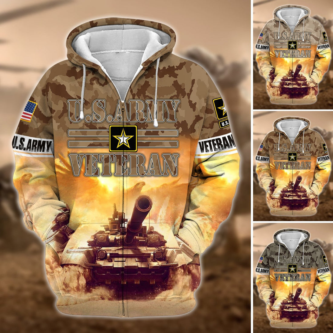 Premium U.S. Army Veteran Zip Hoodie PVC100202