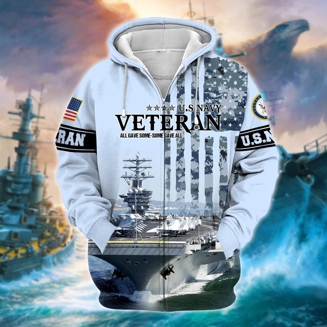 Unique U.S. Navy Veteran Zip Hoodie PVC090204