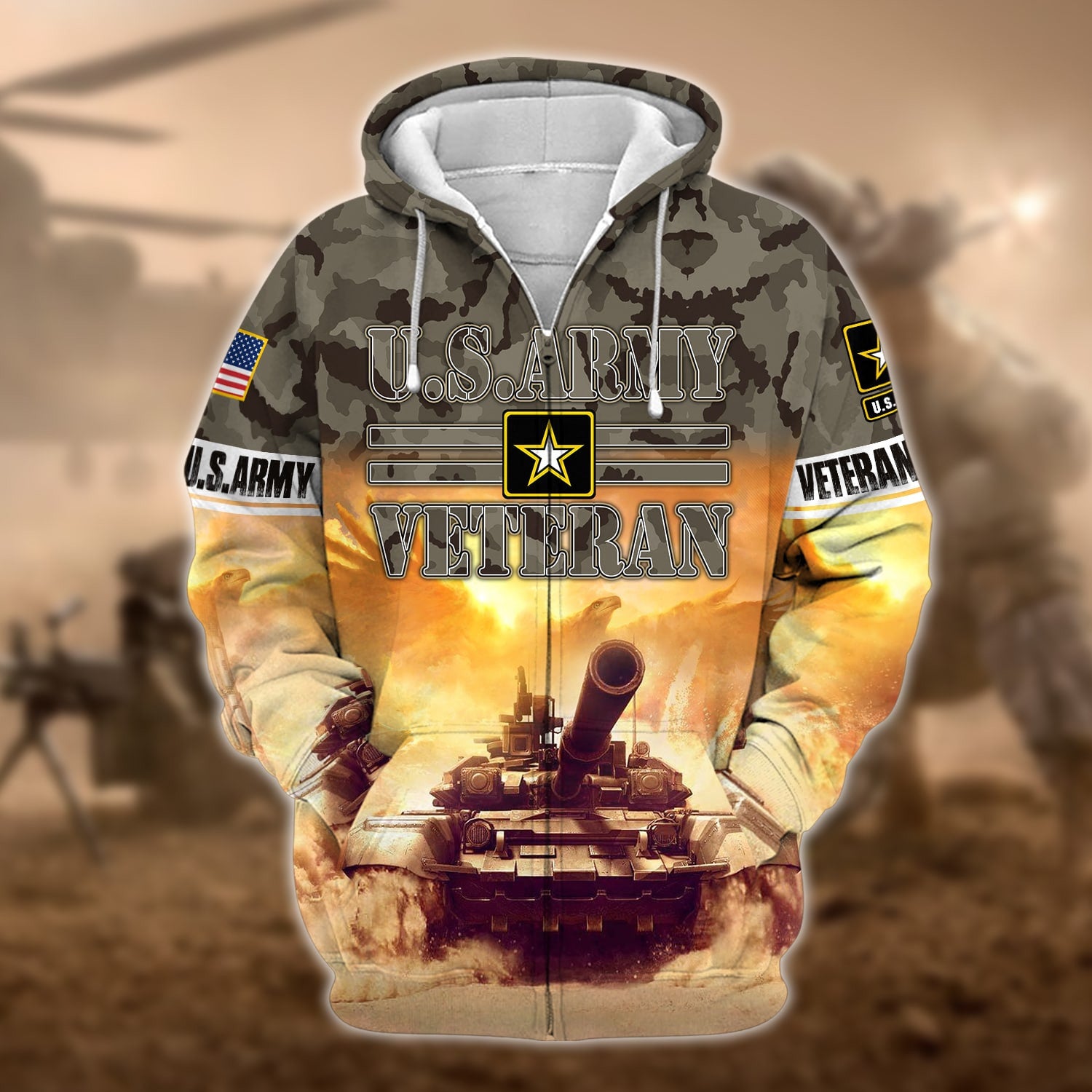 Premium U.S. Army Veteran Zip Hoodie PVC100202