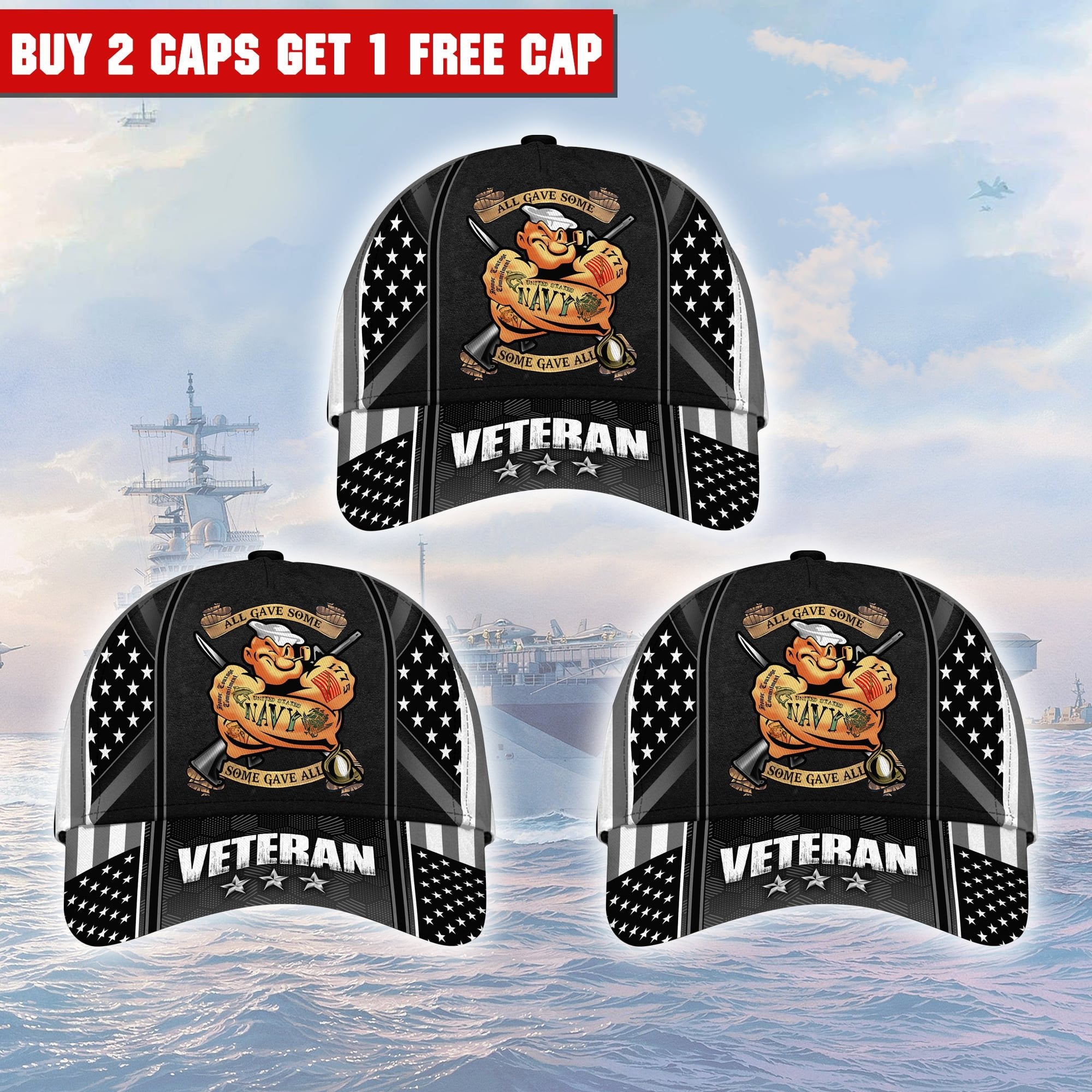 Premium Multiple Color Veteran 3D Cap PVC120201 (Buy 2 Caps Get 1 Free Cap)