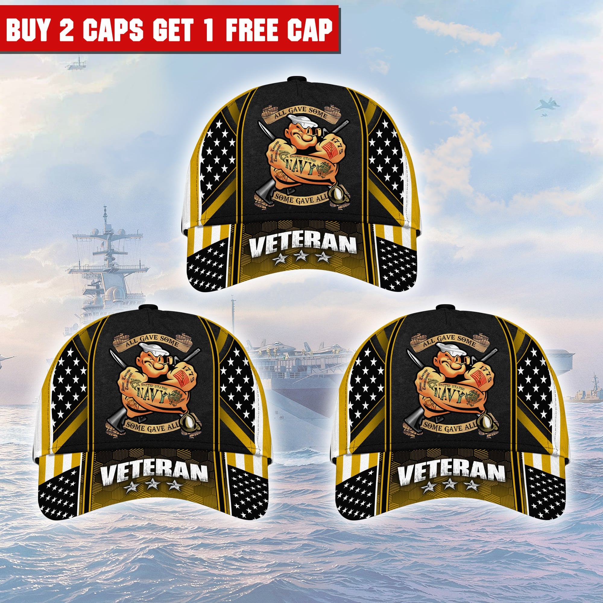 Premium Multiple Color Veteran 3D Cap PVC120201 (Buy 2 Caps Get 1 Free Cap)