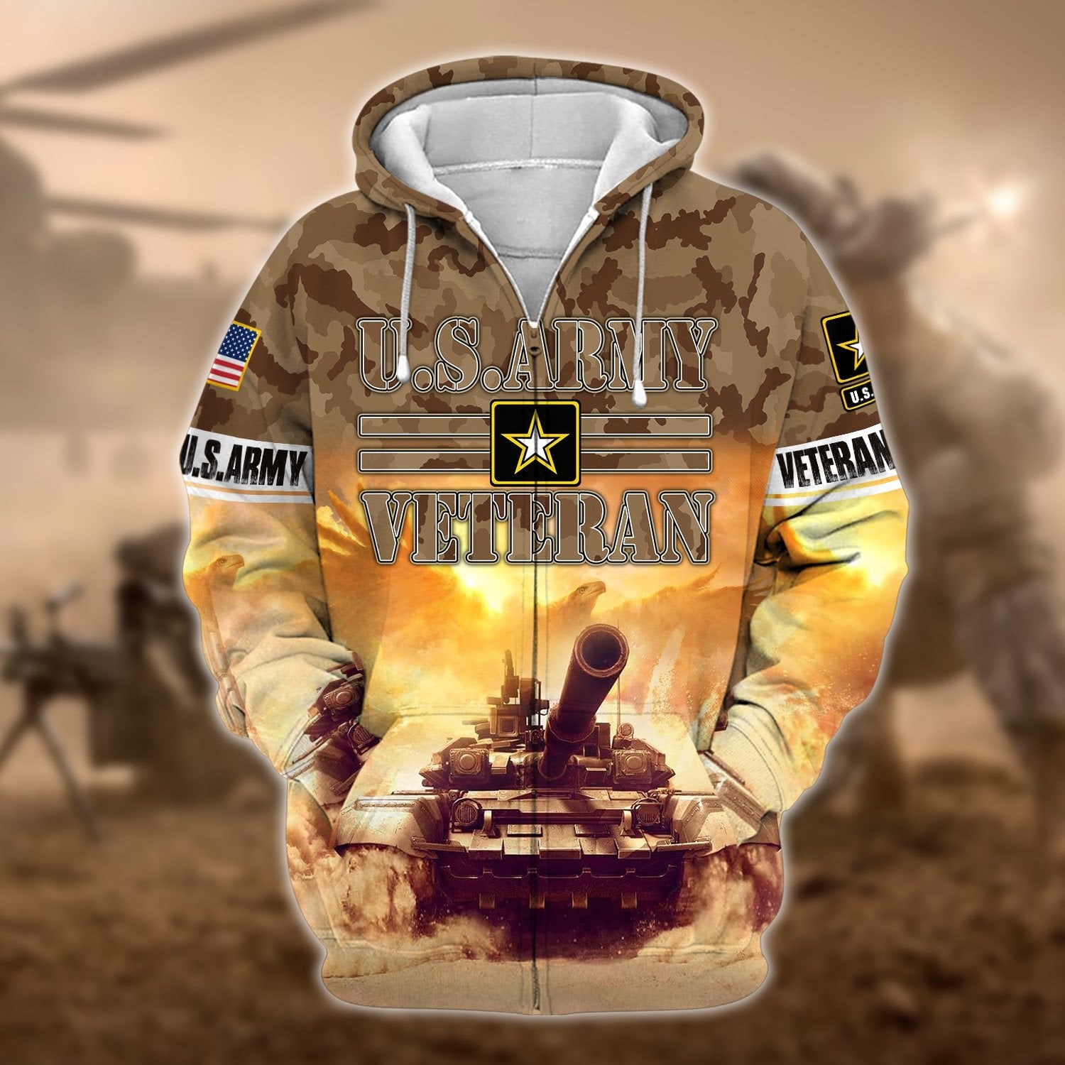 Premium U.S. Army Veteran Zip Hoodie PVC100202