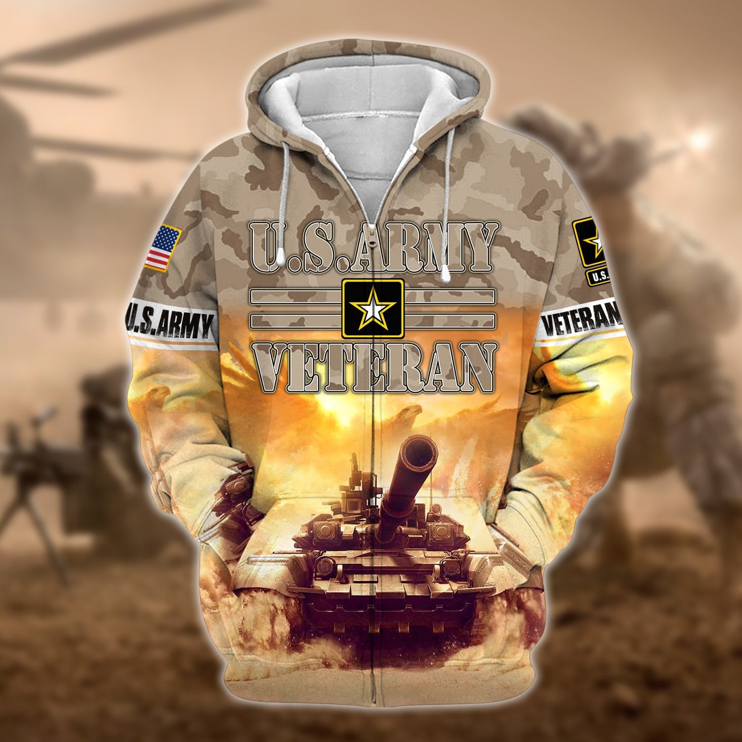 Premium U.S. Army Veteran Zip Hoodie PVC100202