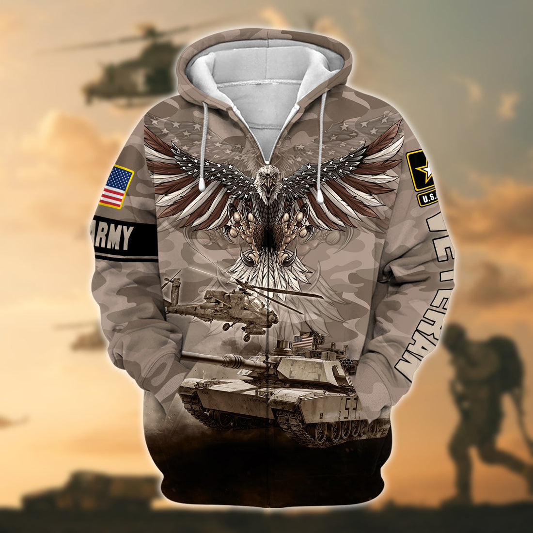 Premium U.S. Army Veteran Zip Hoodie PVC110202