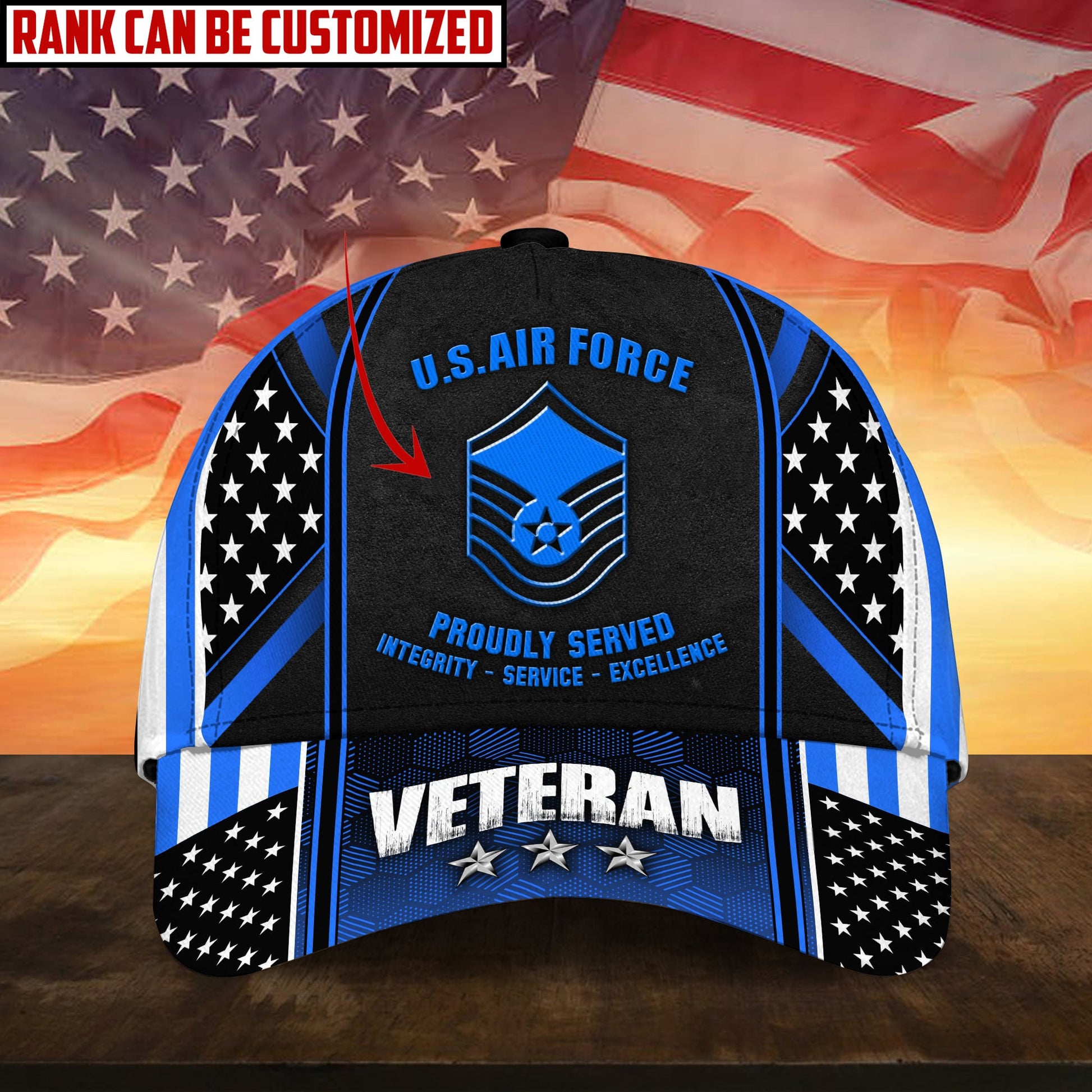 Premium Personalised Multiple US Military Services Veteran 3D Cap PVC120202