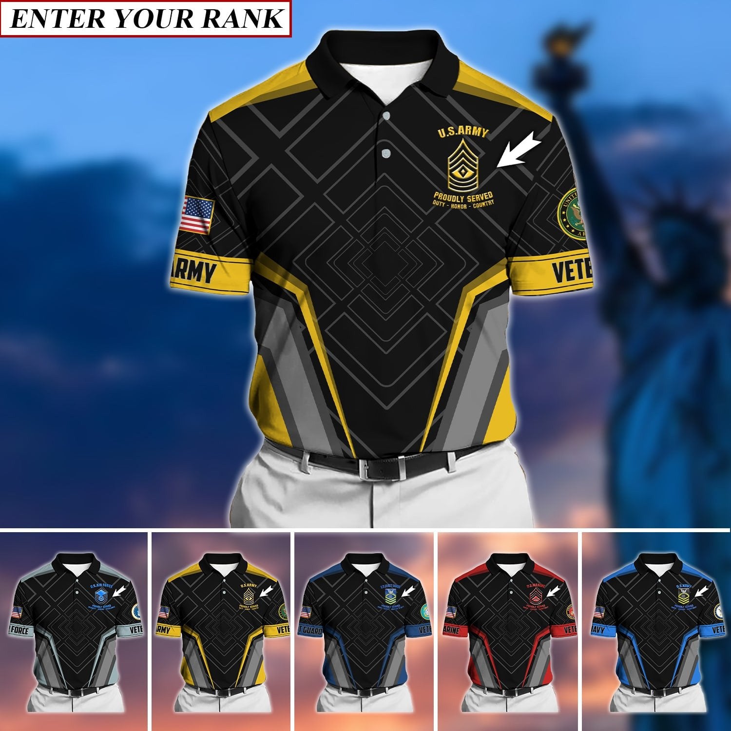 Premium Personalised Multiple US Military Services Veteran 3D Cap PVC120202