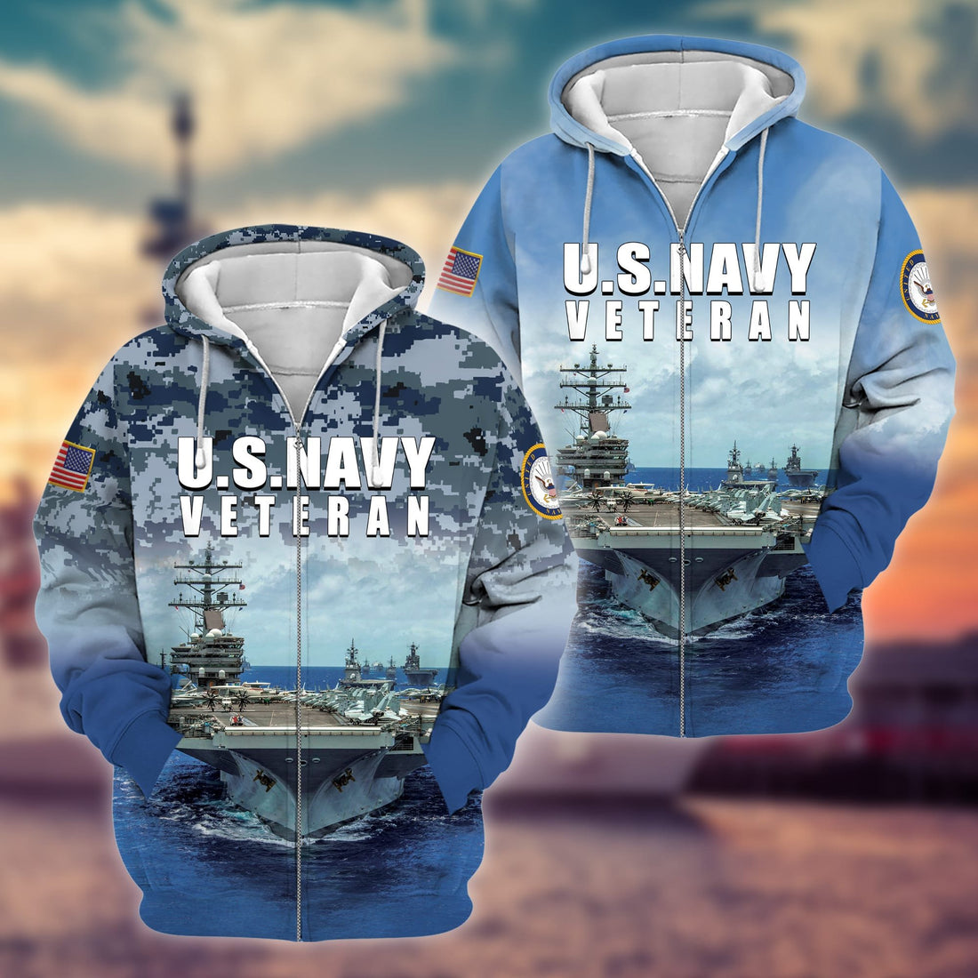 Premium U.S. Navy Veteran Zip Hoodie PVC100203