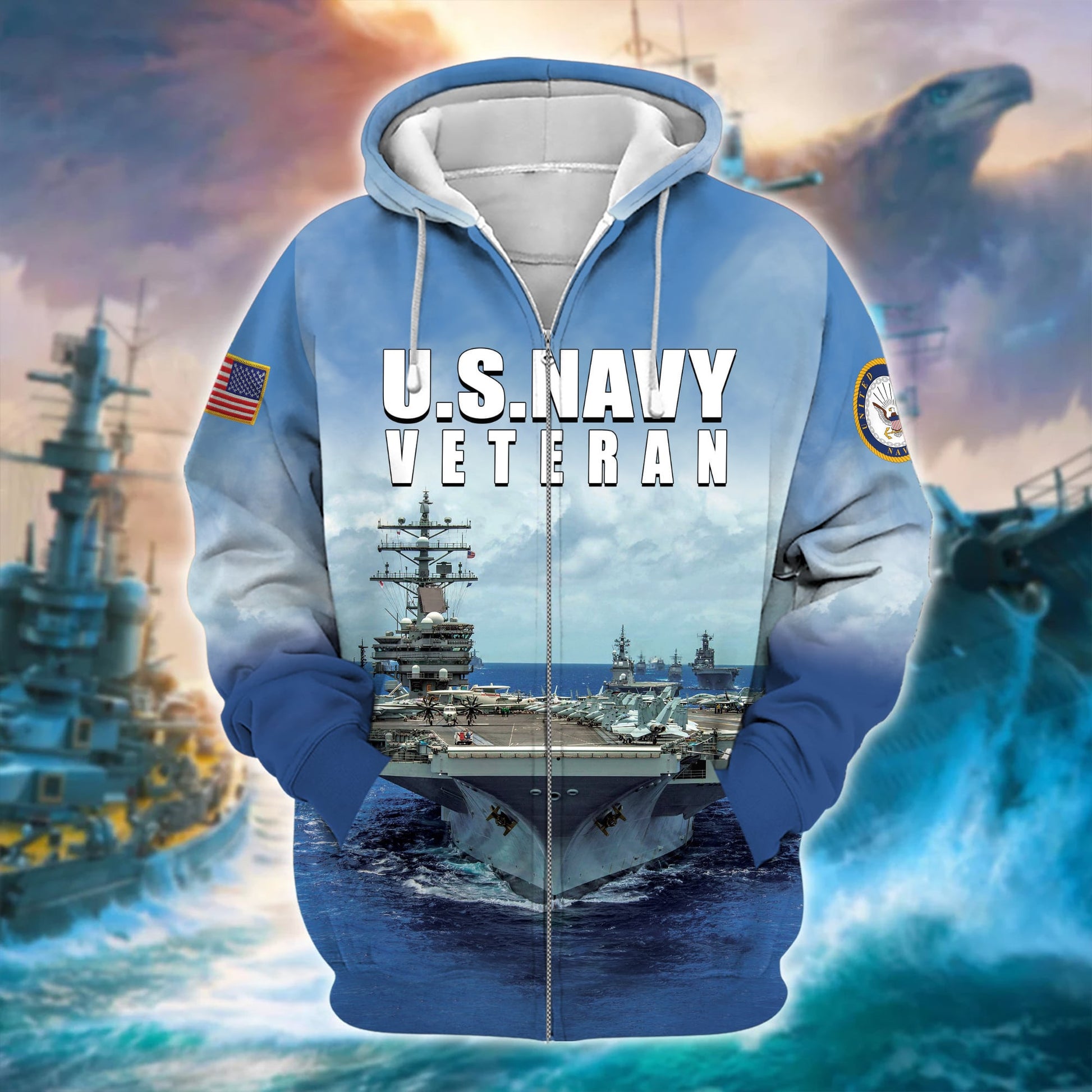 Premium U.S. Navy Veteran Zip Hoodie PVC100203