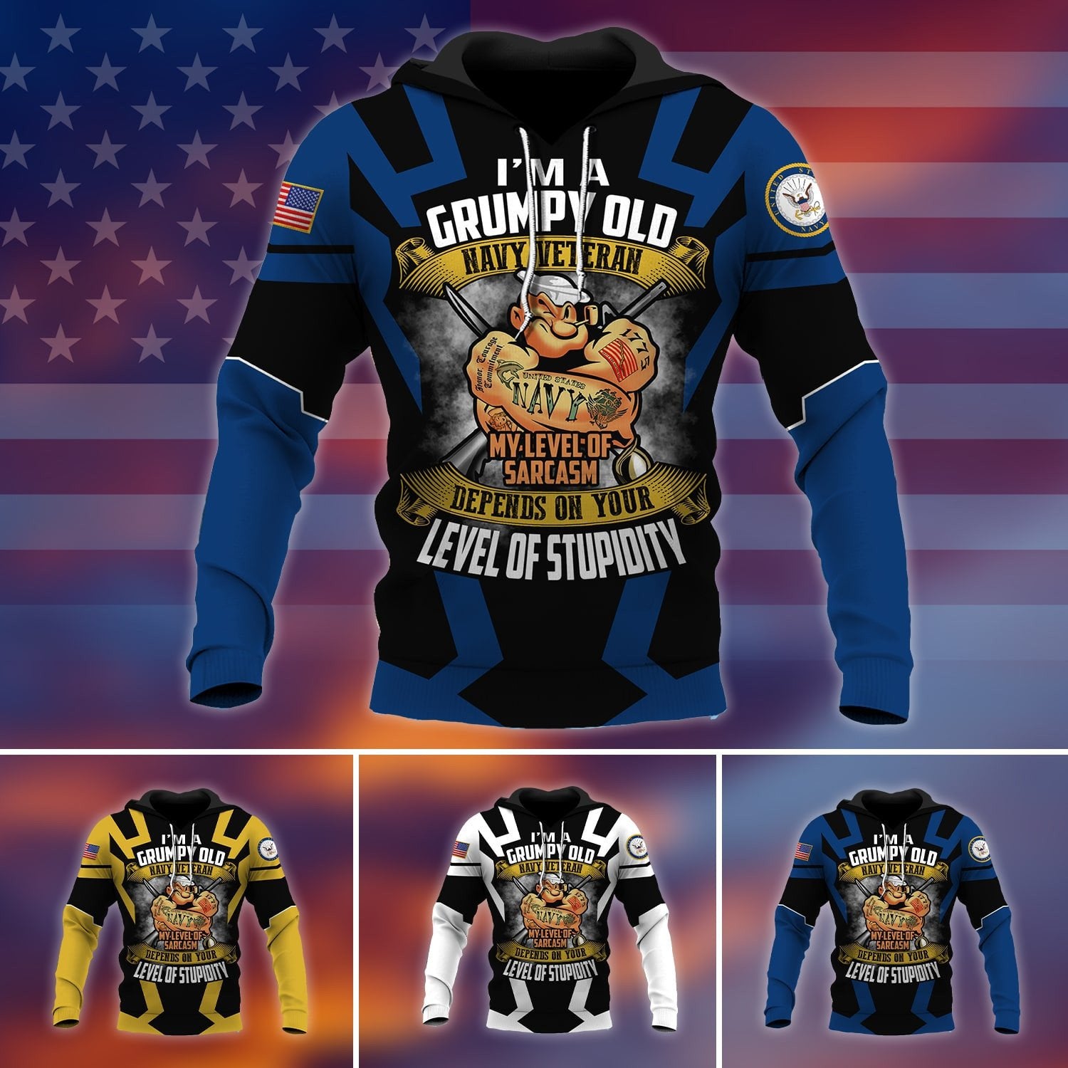 Unique I Am A Grumpy Old Navy Veteran Hoodie PVC090205