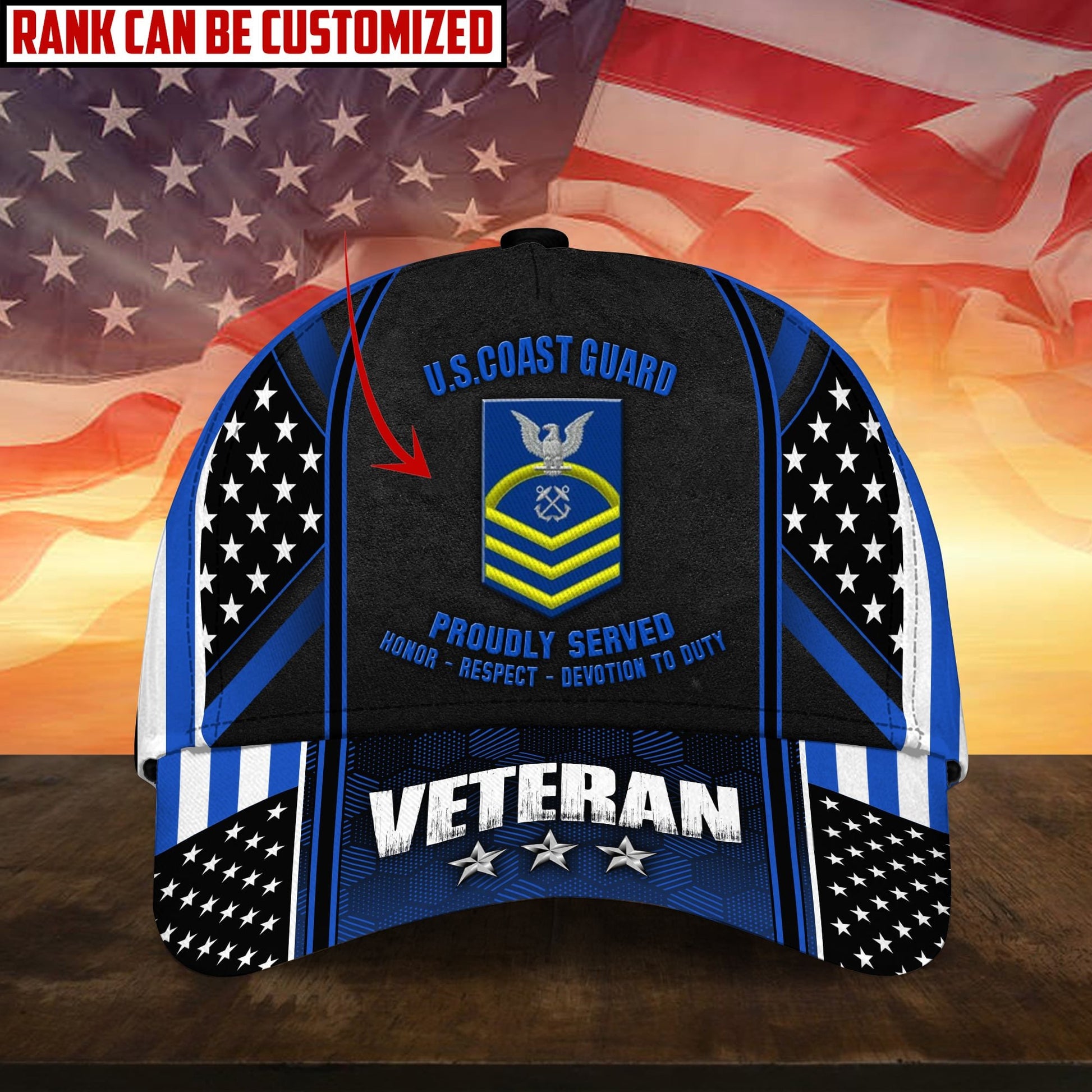 Premium Personalised Multiple US Military Services Veteran 3D Cap PVC120202