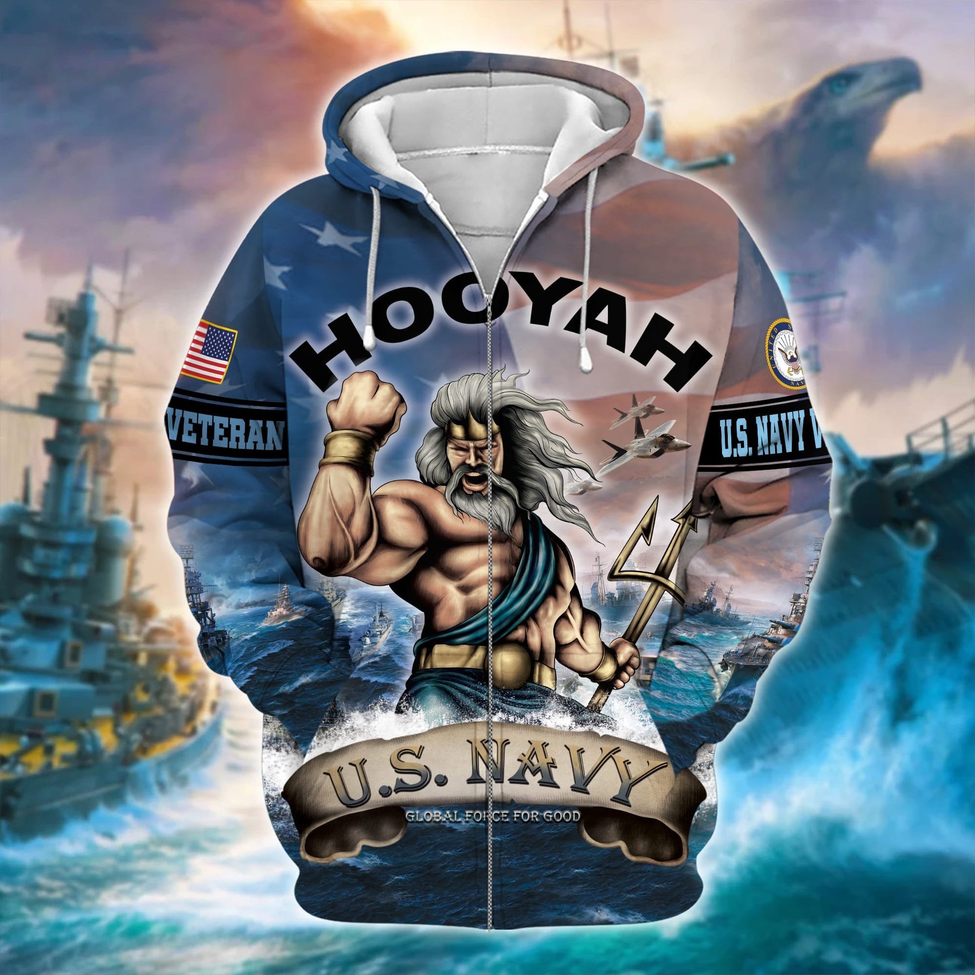 Unique U.S. Navy Veteran Zip Hoodie PVC090202