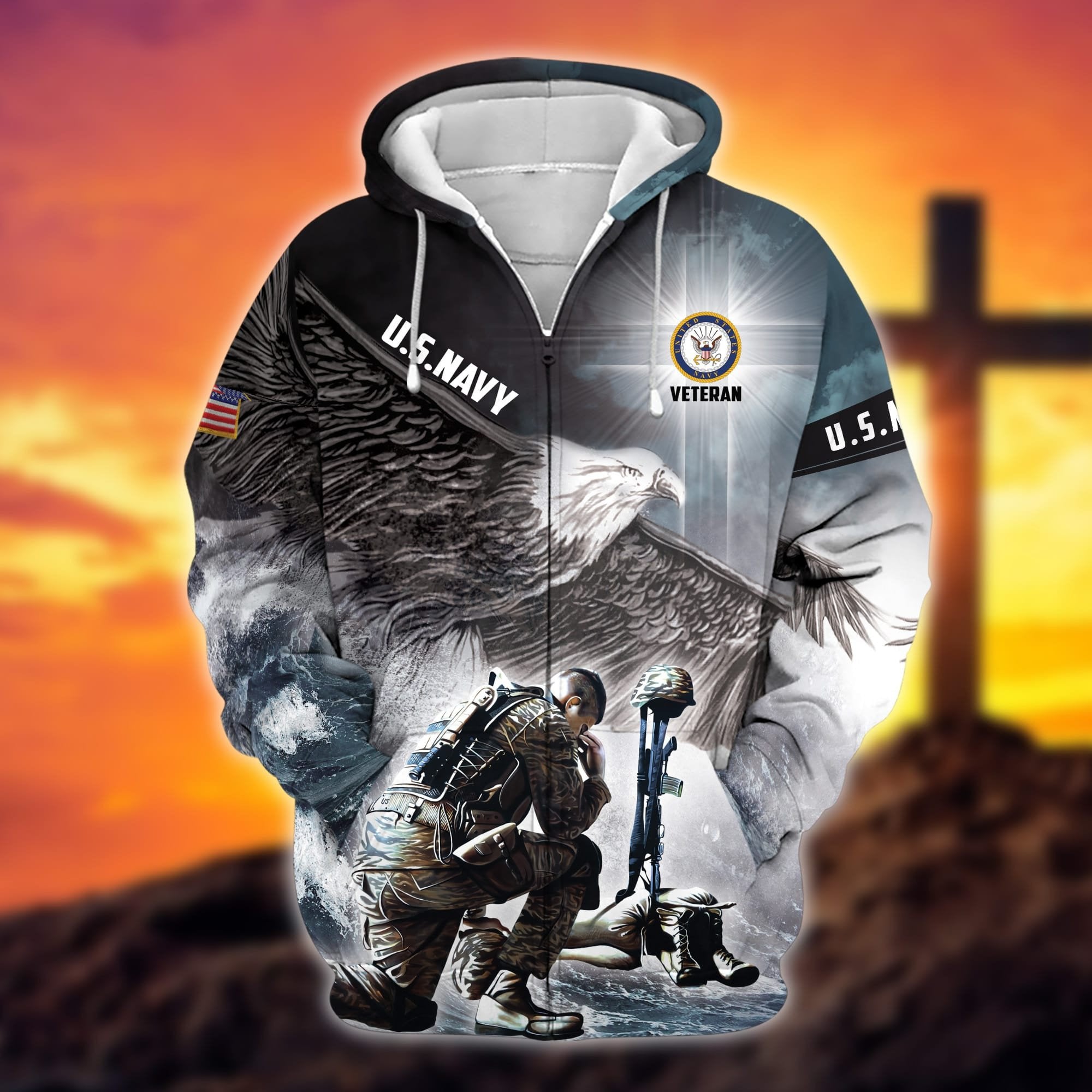 Premium U.S. Navy Veteran Zip Hoodie PVC120203