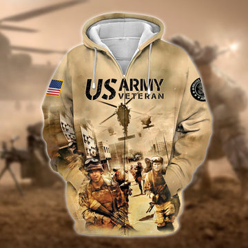 Premium U.S Multiple Service Veteran Zip Hoodie PVC150203