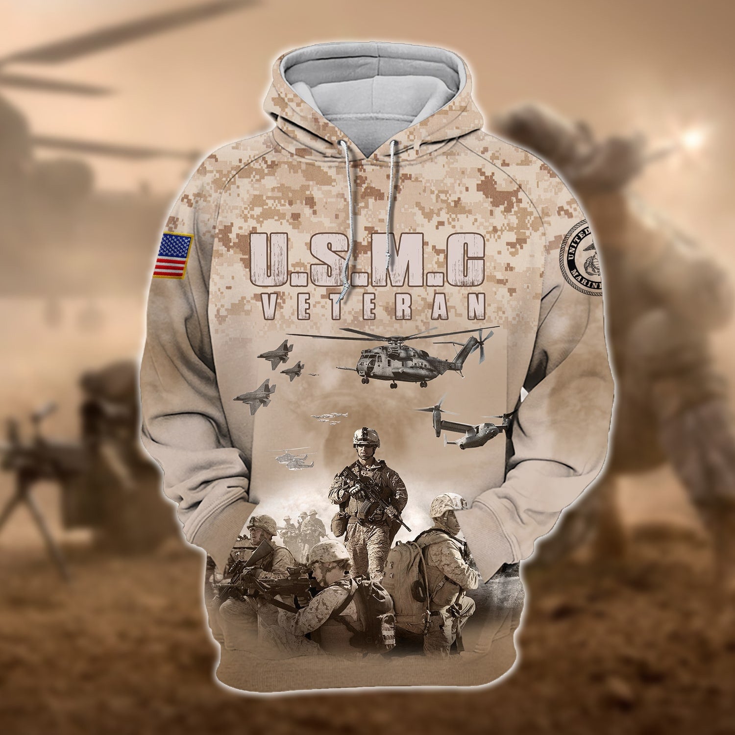 Unique U.S. Marine Corps Veteran Zip Hoodie PVC140204