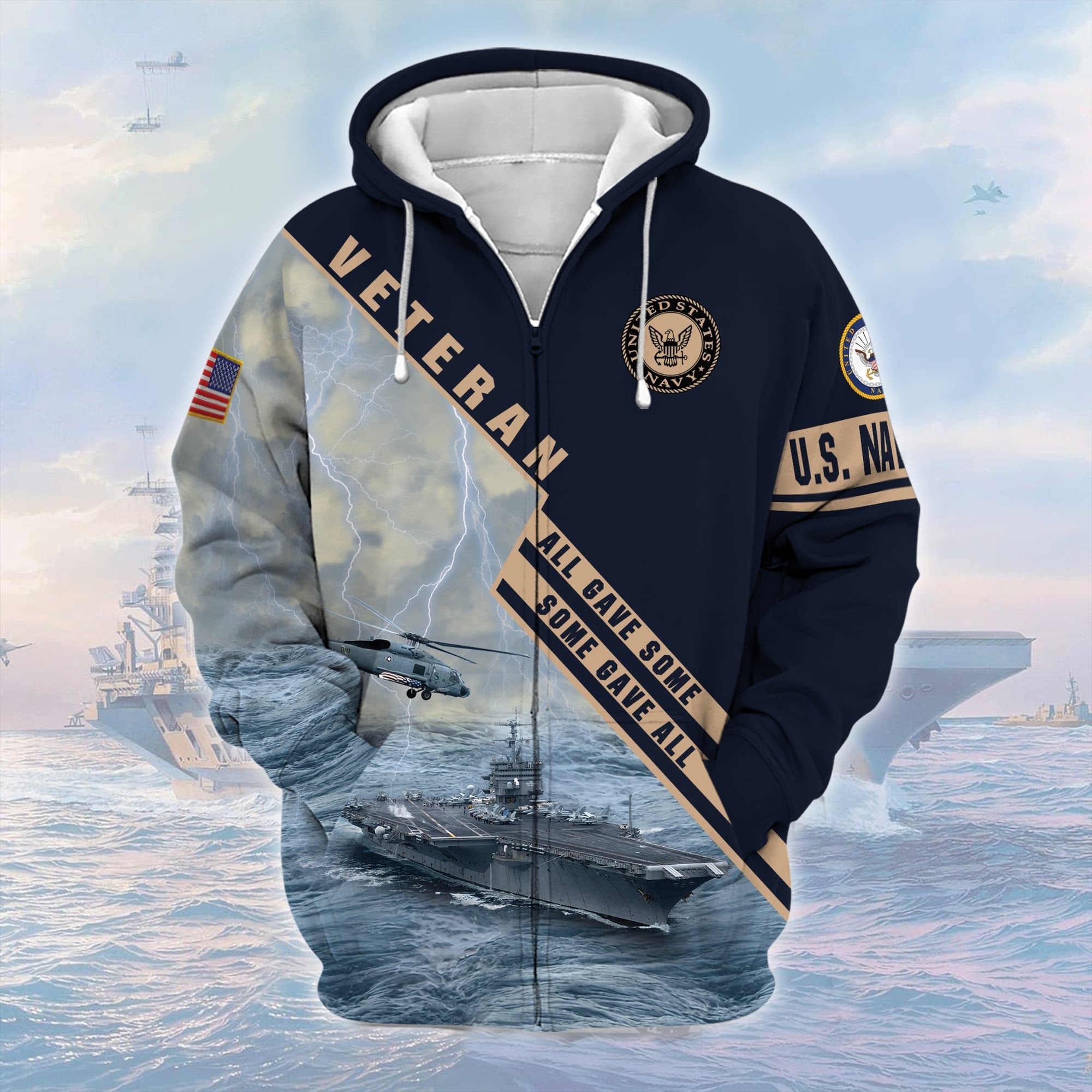 Premium U.S. Navy Veteran Zip Hoodie PVC140205