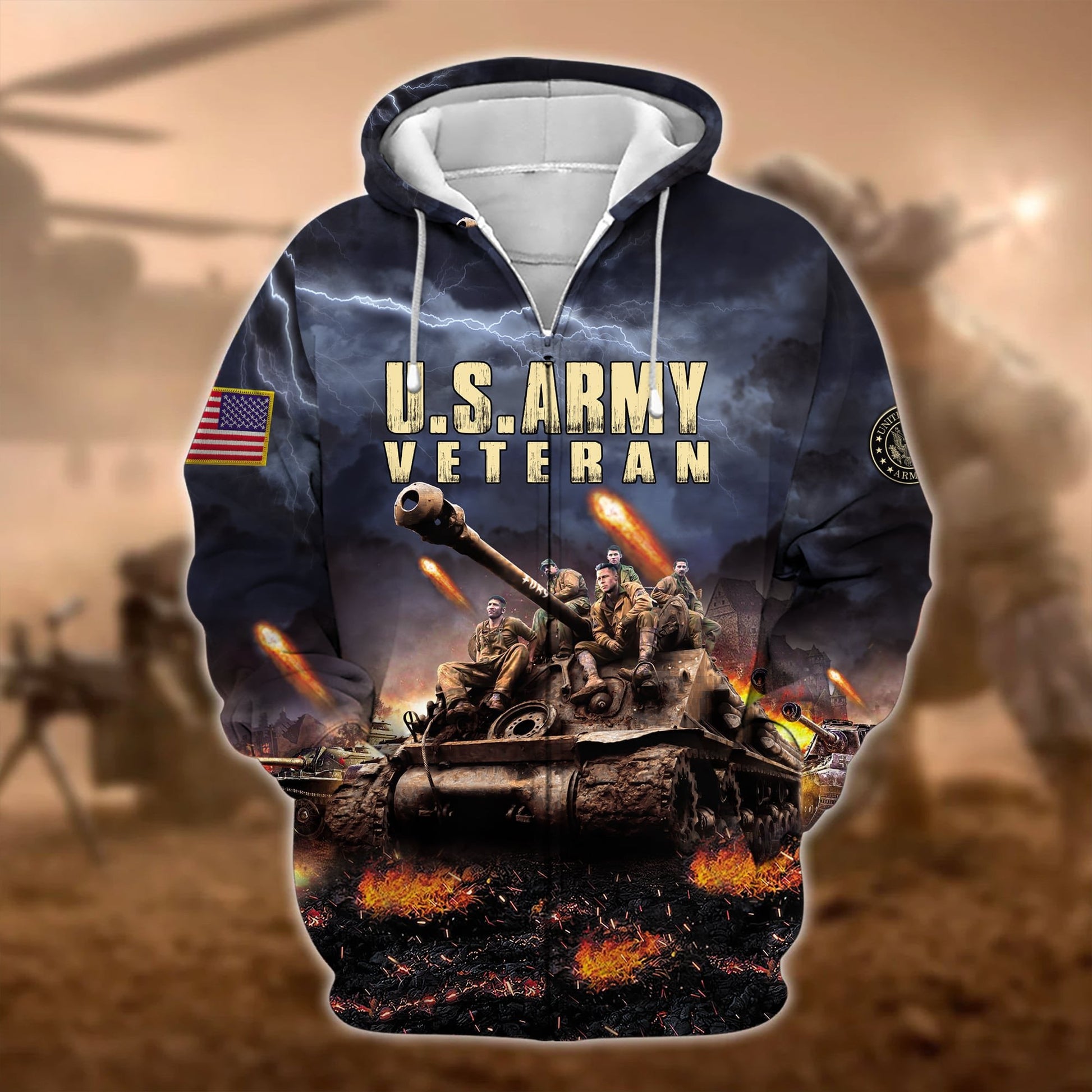 Premium U.S. Army Veteran Zip Hoodie PVC140202