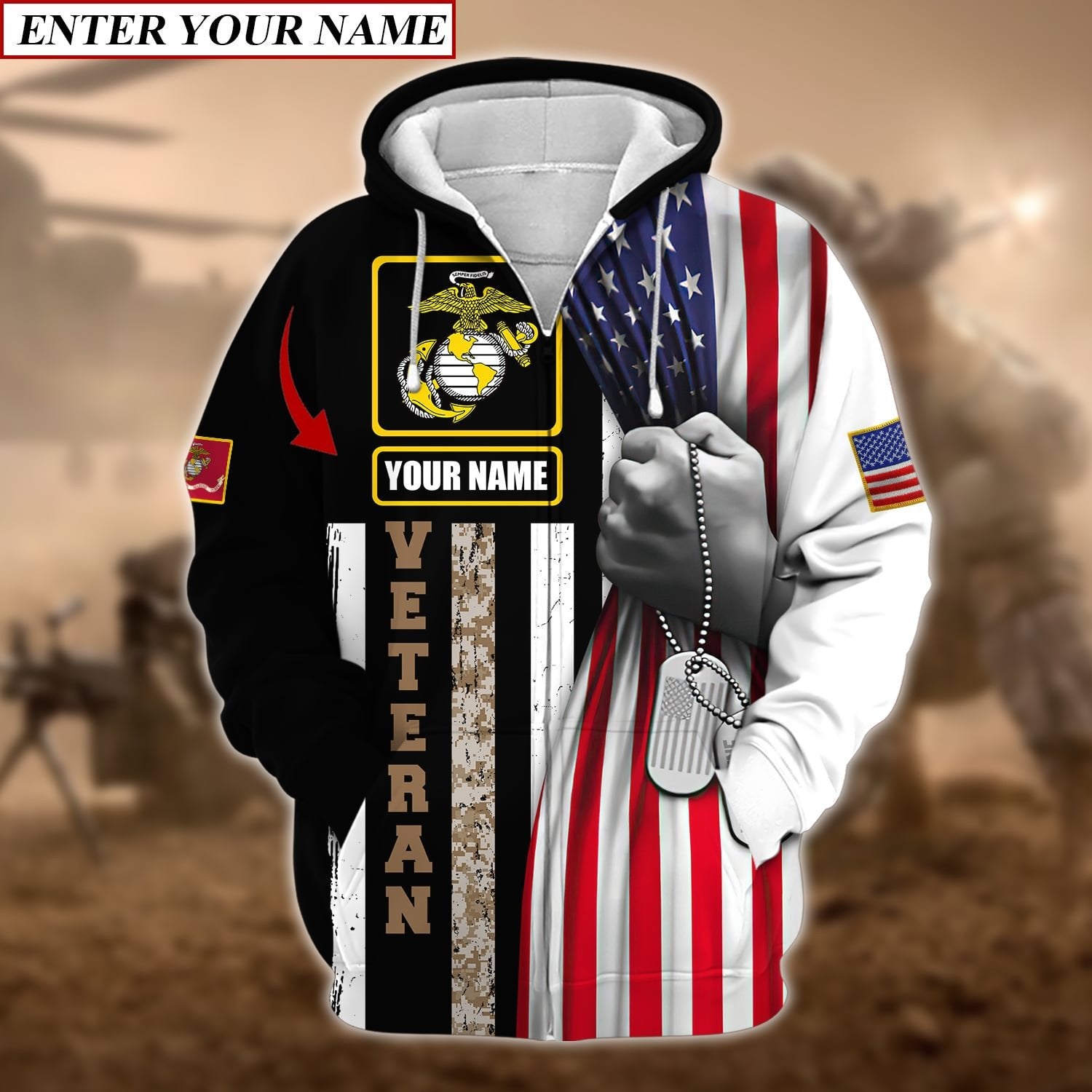 Personalised Premium Multiple U.S Services Veteran Zip Hoodie TVN190201