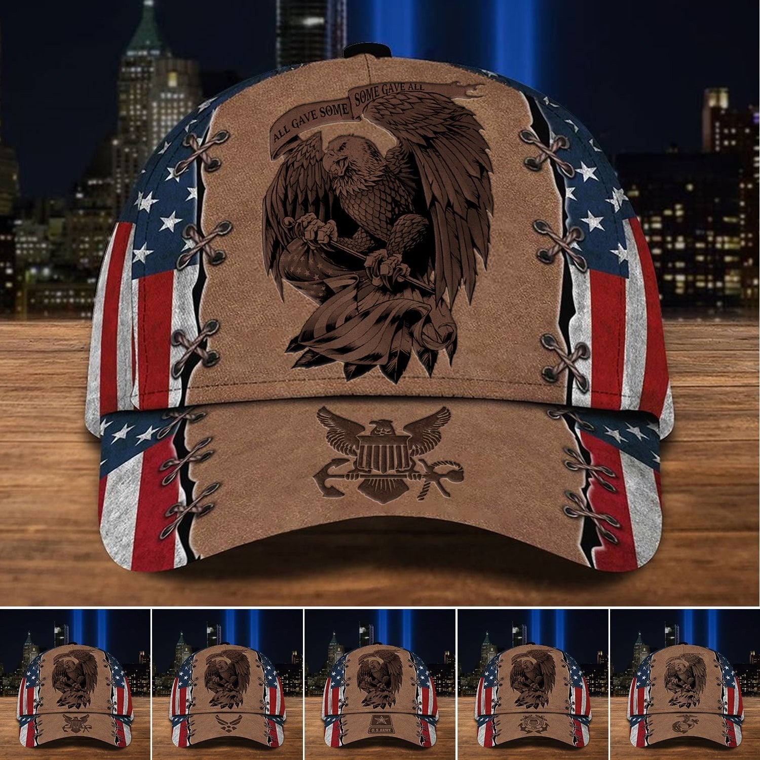 Premium Multiple US Military Services Veteran 3D Cap TVN190202