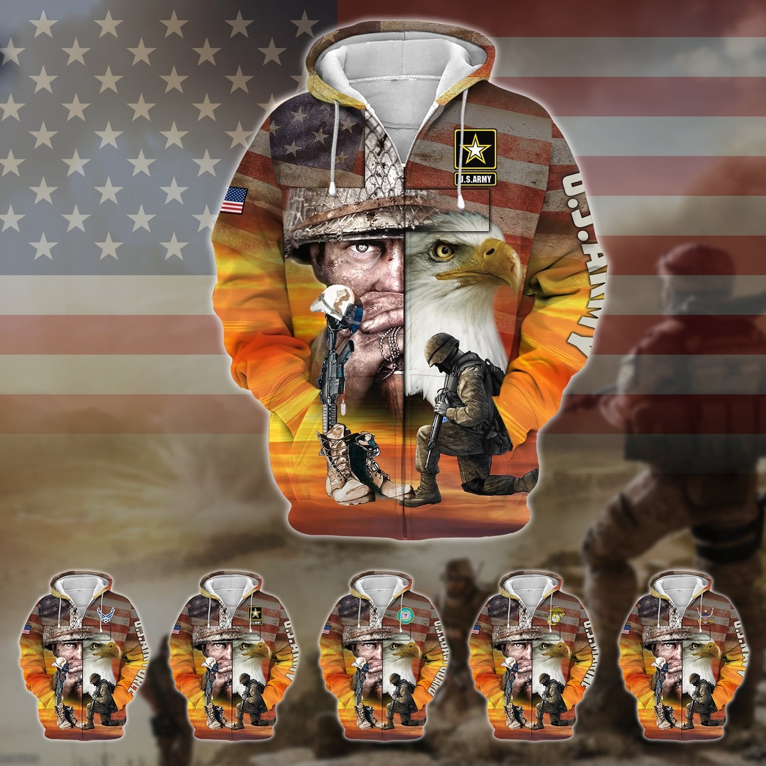 Proud U.S.Veteran Zip Hoodie TVN190204