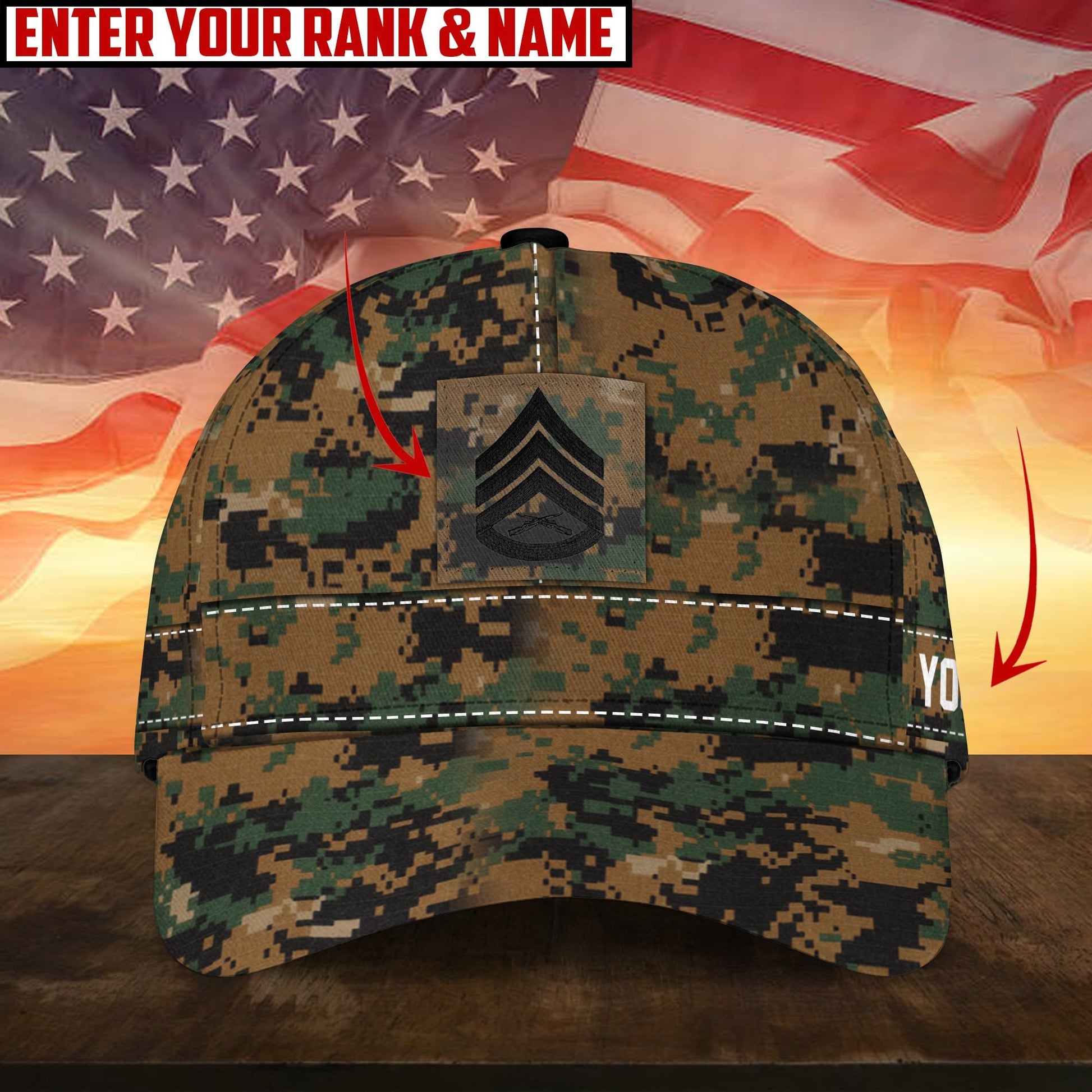Premium Personalised Multiple US Military Services Veteran 3D Cap PVC170204