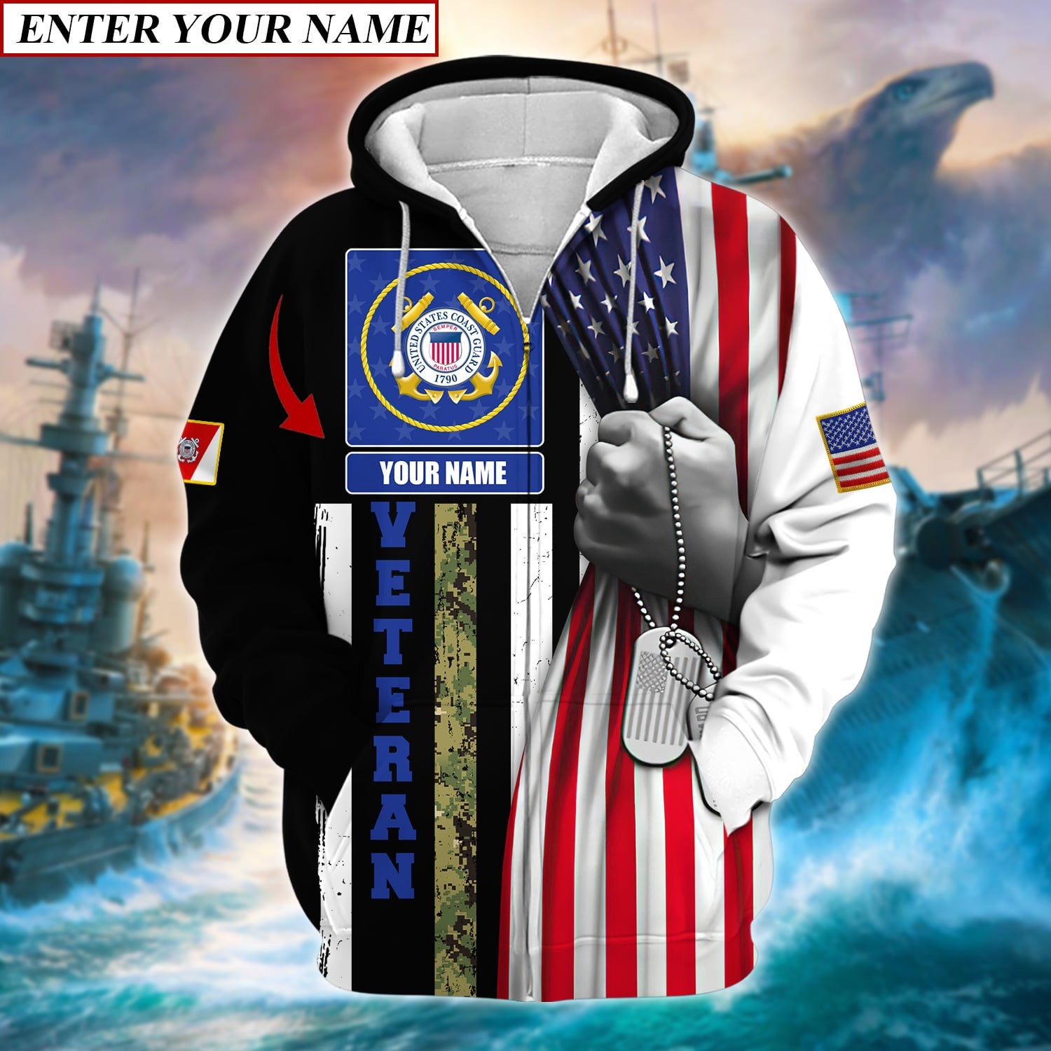 Personalised Premium Multiple U.S Services Veteran Zip Hoodie TVN190201