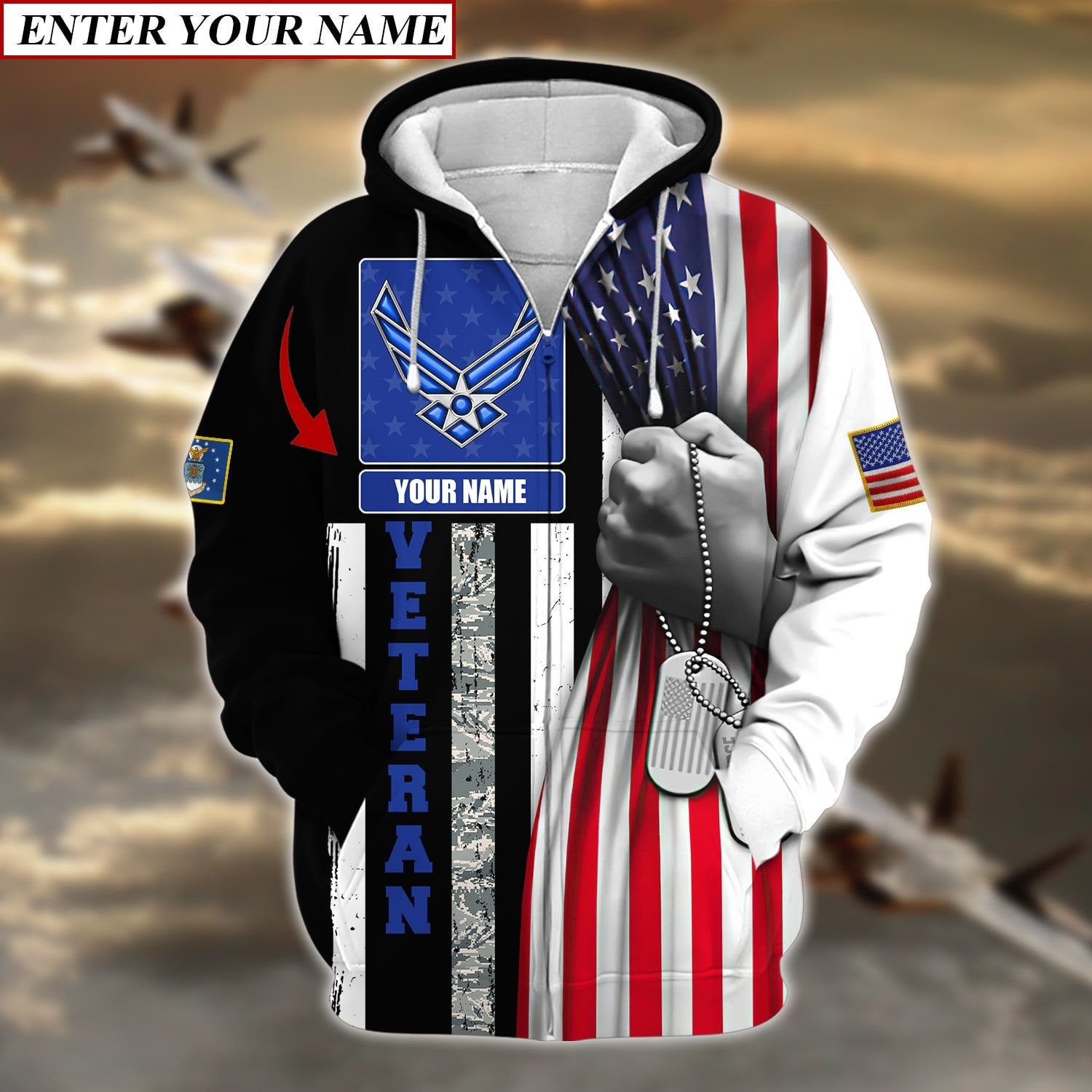 Personalised Premium Multiple U.S Services Veteran Zip Hoodie TVN190201