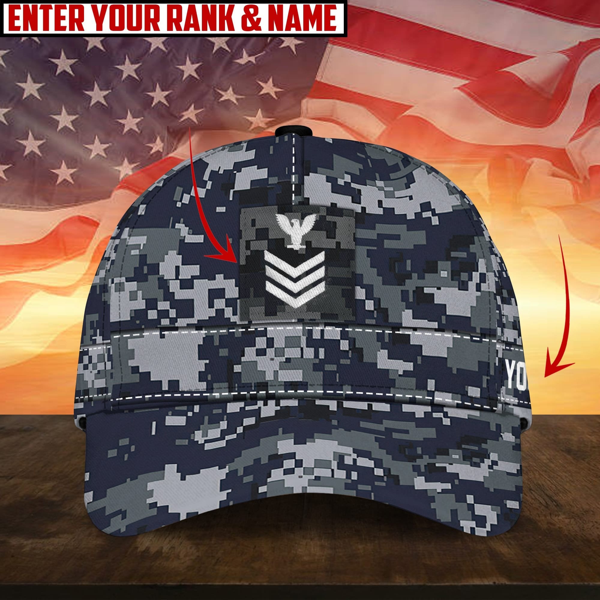 Premium Personalised Multiple US Military Services Veteran 3D Cap PVC170204