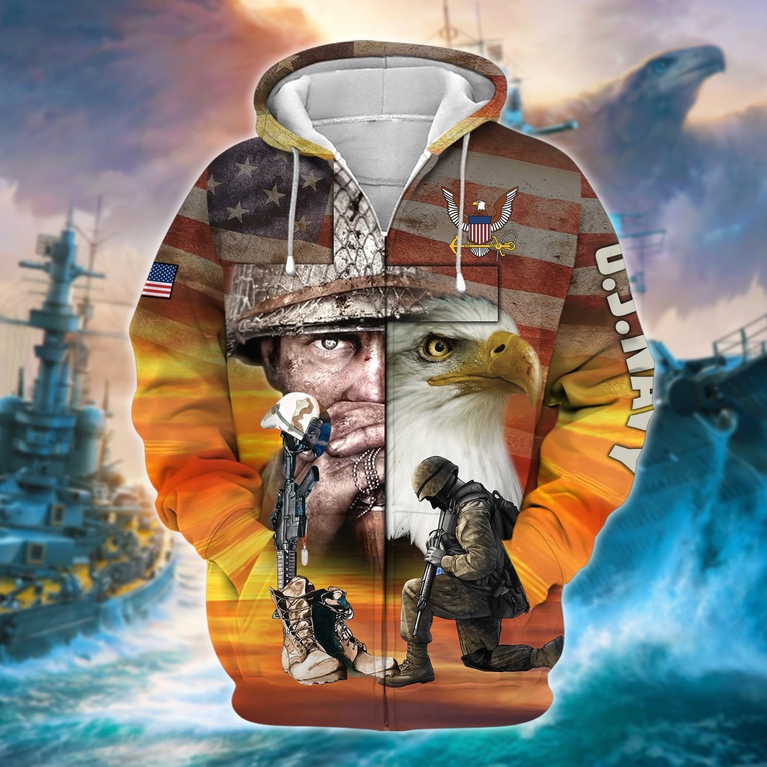 Proud U.S.Veteran Zip Hoodie TVN190204