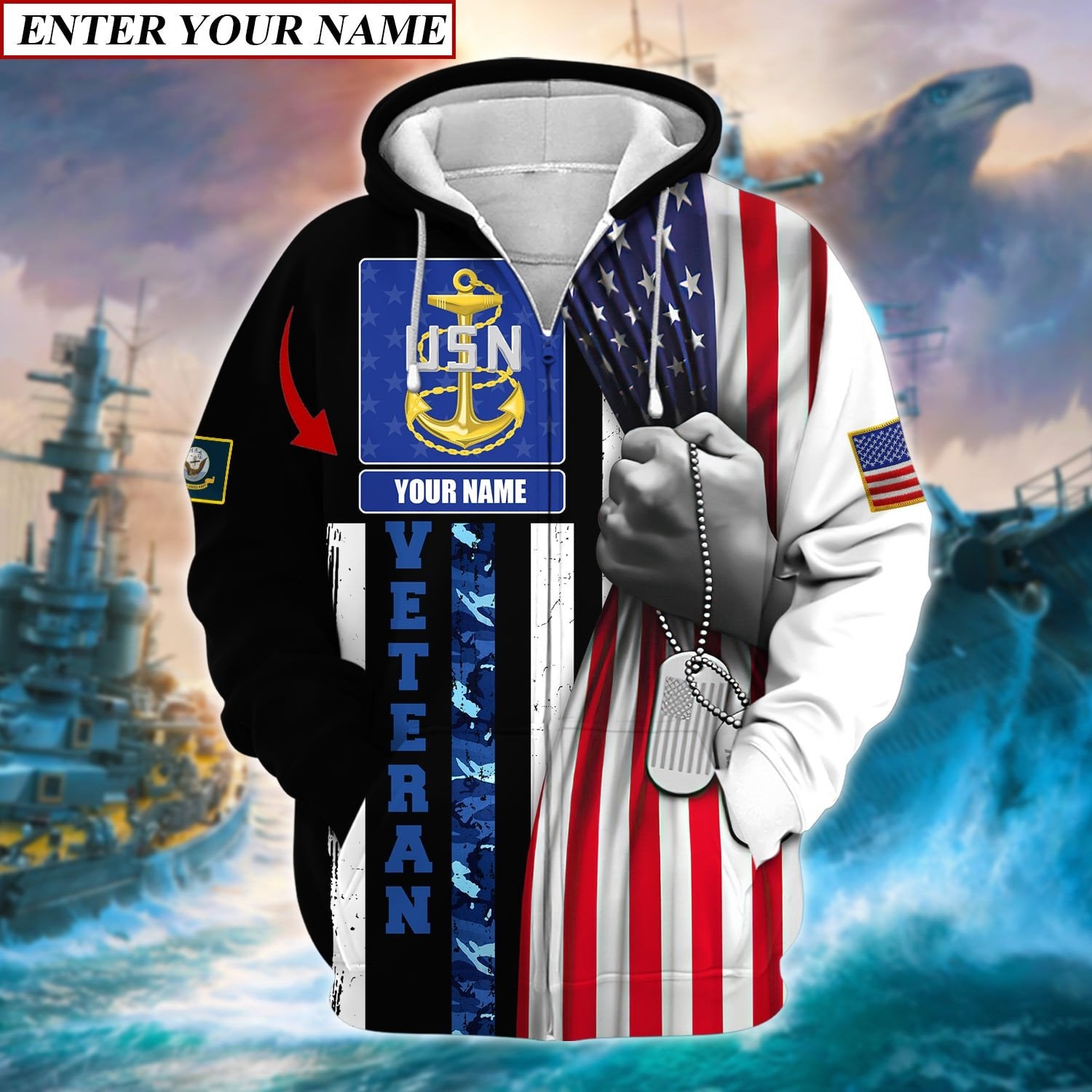 Personalised Premium Multiple U.S Services Veteran Zip Hoodie TVN190201