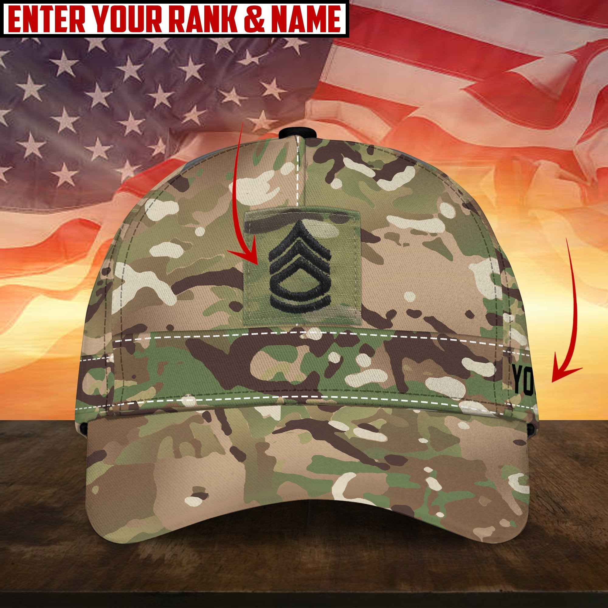Premium Personalised Multiple US Military Services Veteran 3D Cap PVC170204