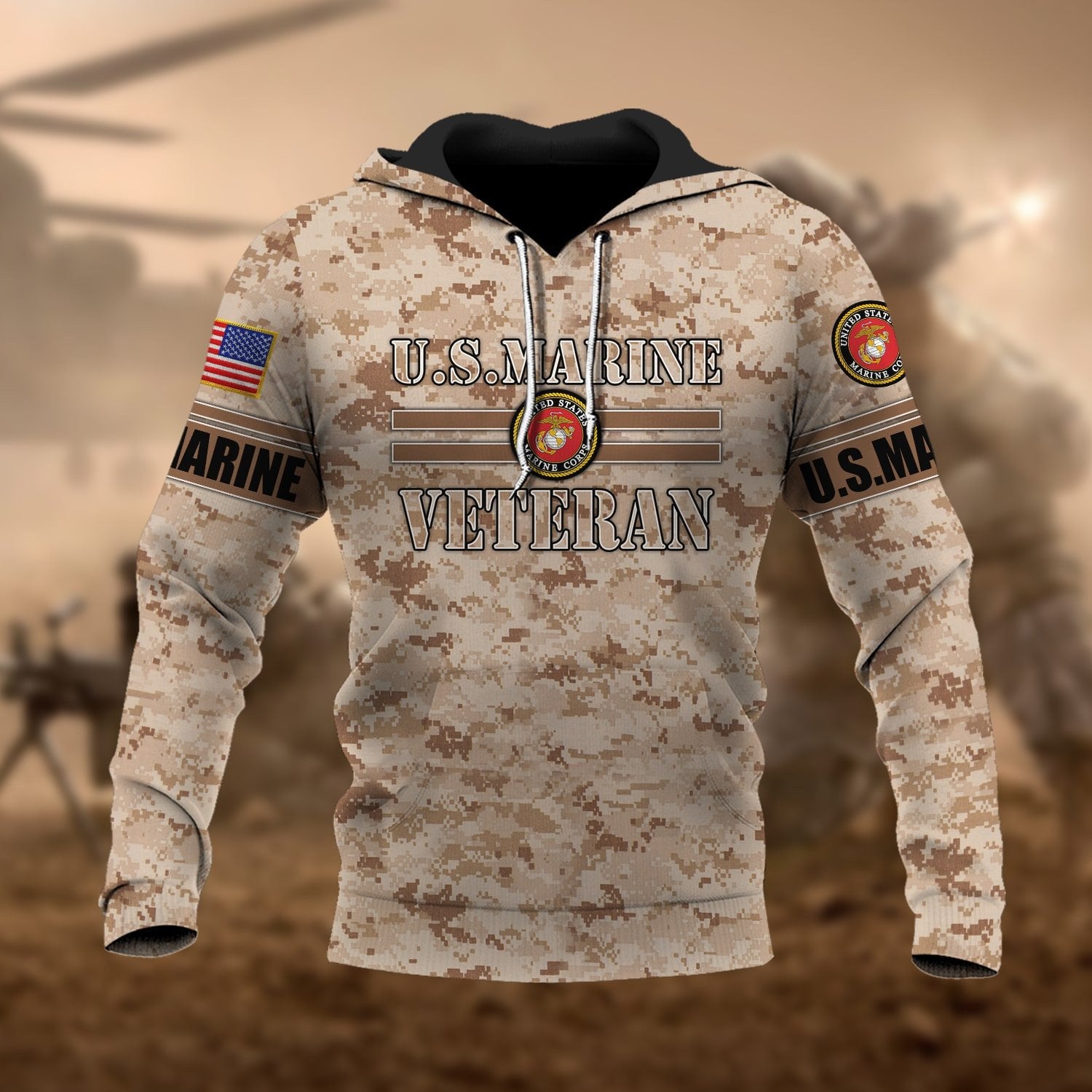 Premium U.S Multiple Service Veteran Hoodie PVC180202