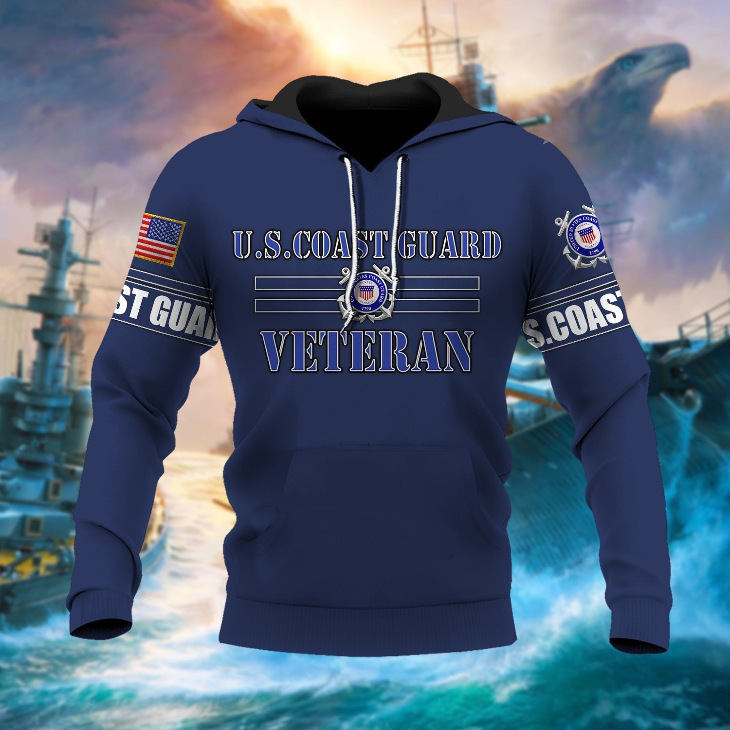 Premium U.S Multiple Service Veteran Hoodie PVC180202