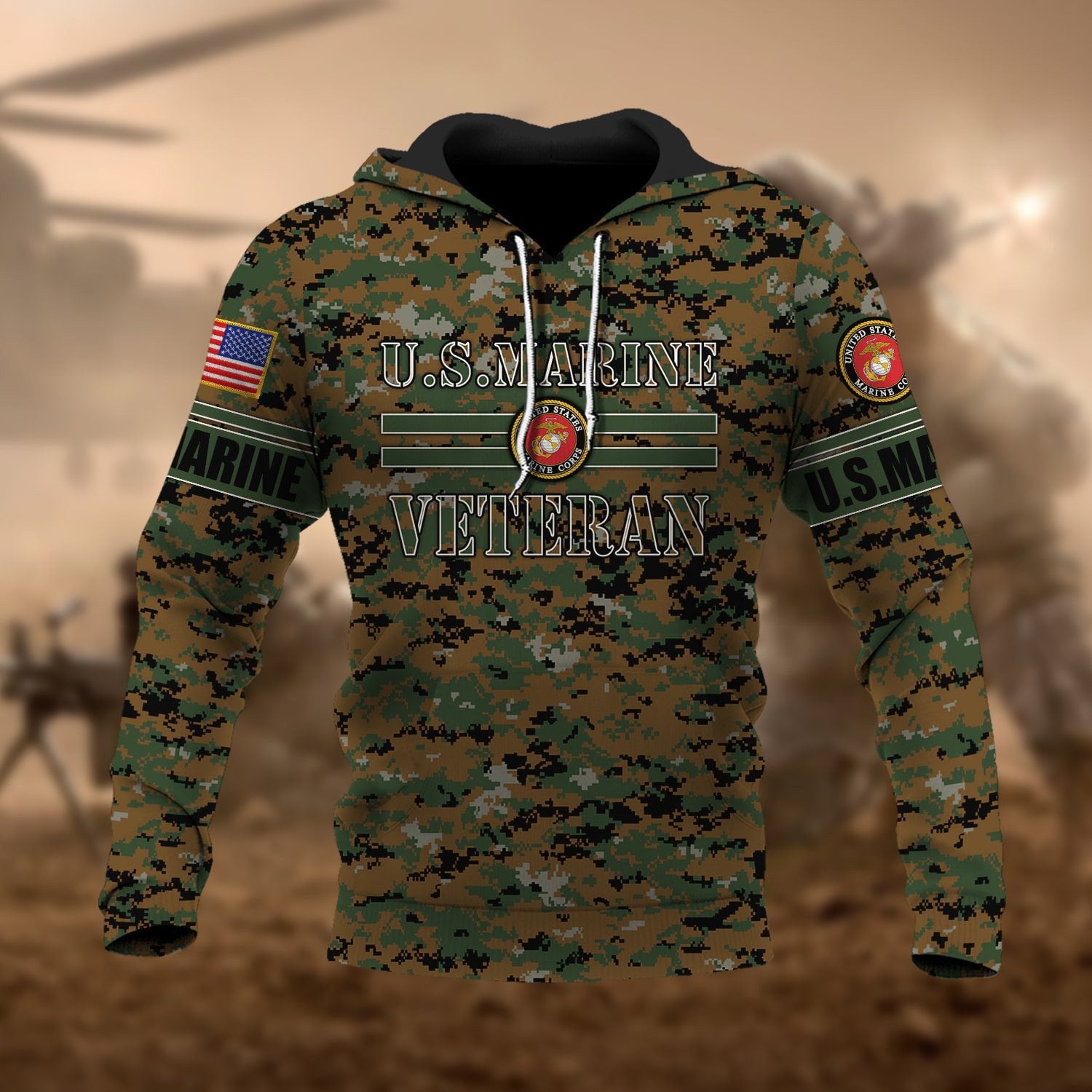 Premium U.S Multiple Service Veteran Hoodie PVC180202