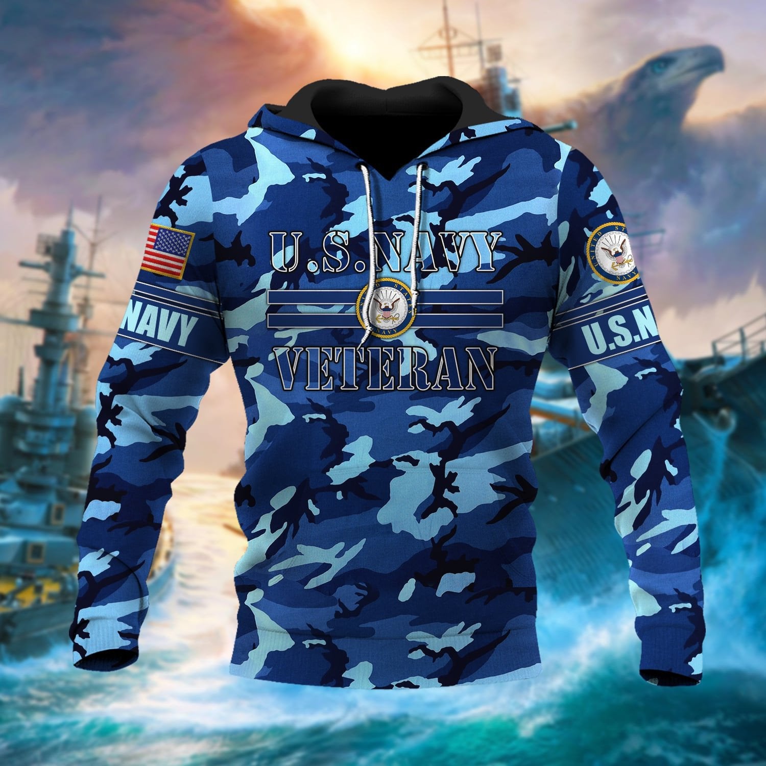 Premium U.S Multiple Service Veteran Hoodie PVC180202