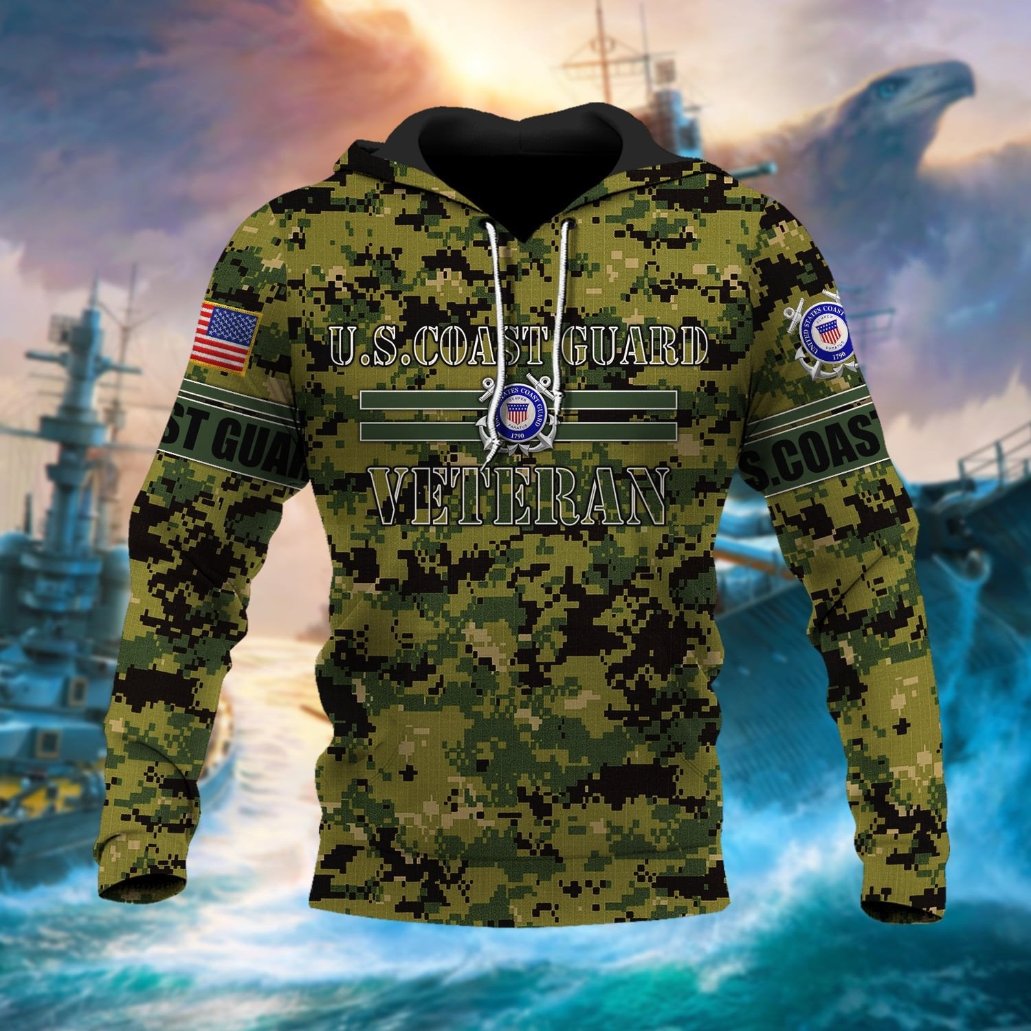 Premium U.S Multiple Service Veteran Hoodie PVC180202