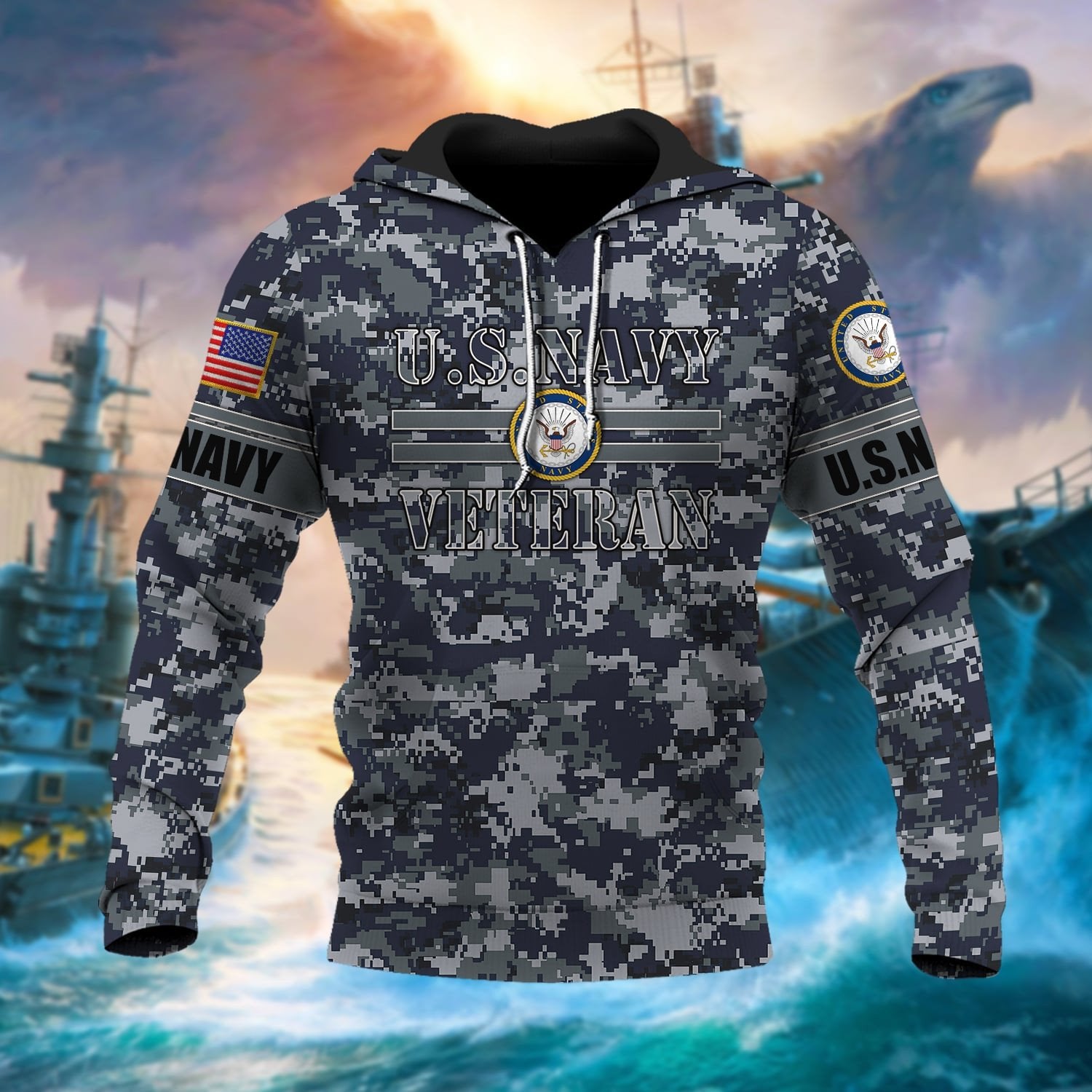 Premium U.S Multiple Service Veteran Hoodie PVC180202