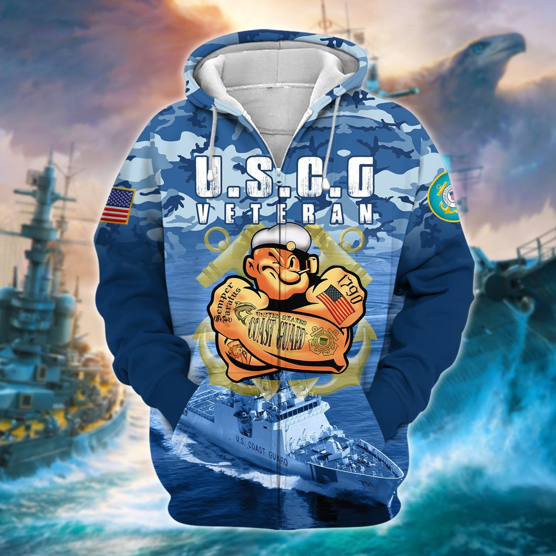 Unique U.S. Coast Guard Veteran Zip Hoodie PVC160202