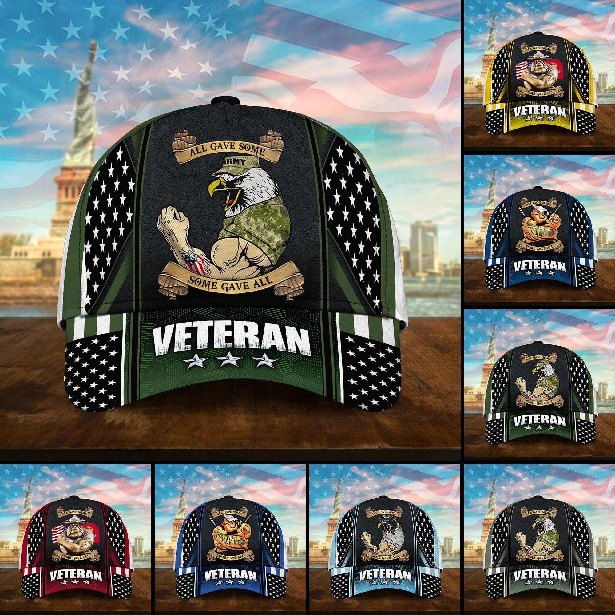 Premium U.S Multiple Service Veteran 3D Cap PVC240201