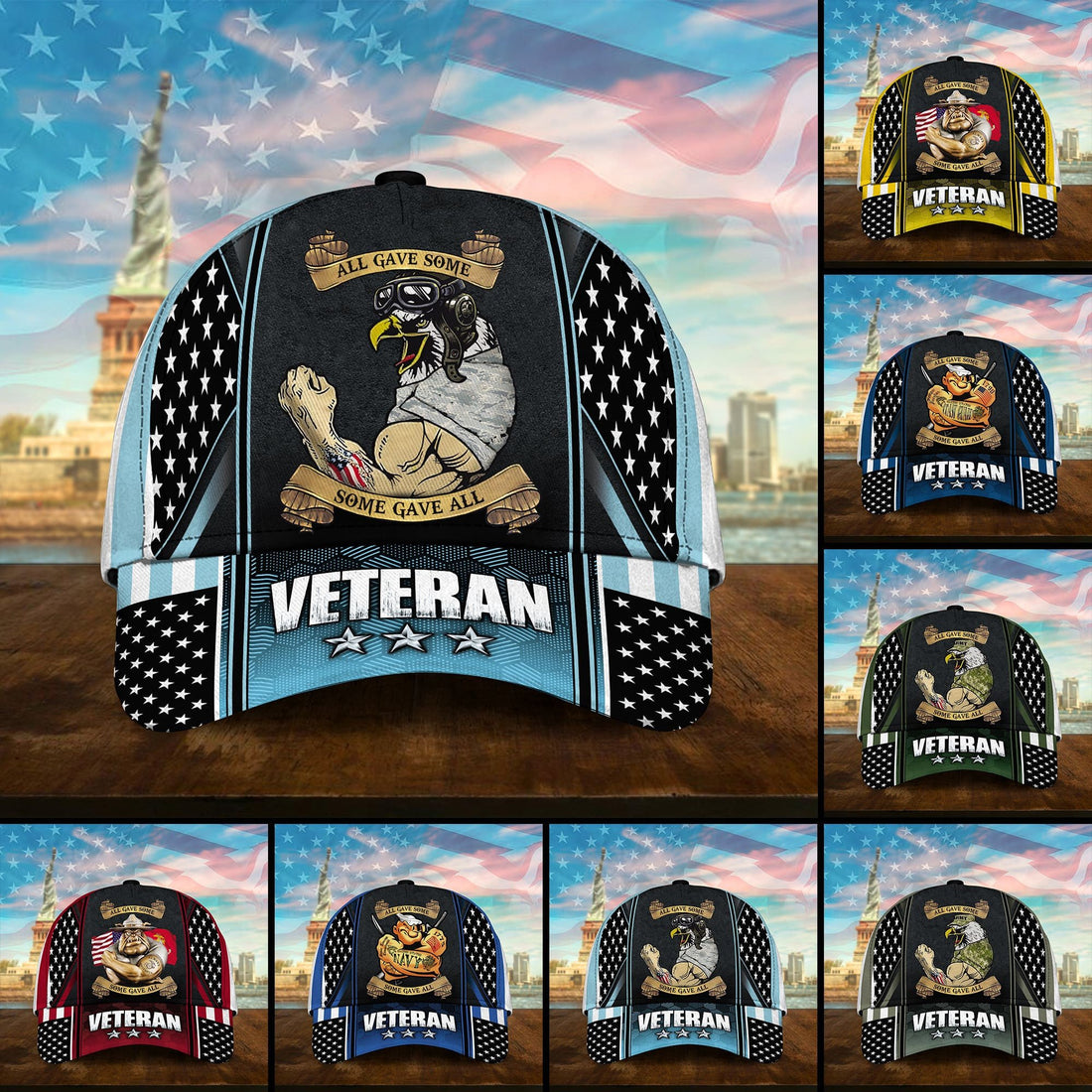 Premium U.S Multiple Service Veteran 3D Cap PVC240201