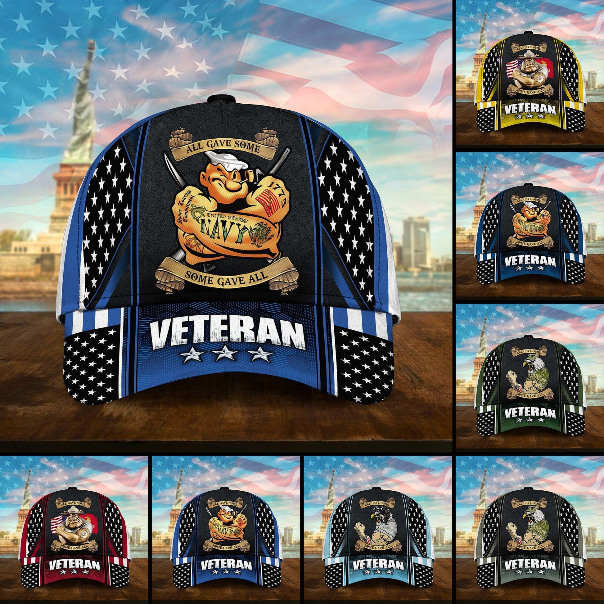 Premium U.S Multiple Service Veteran 3D Cap PVC240201