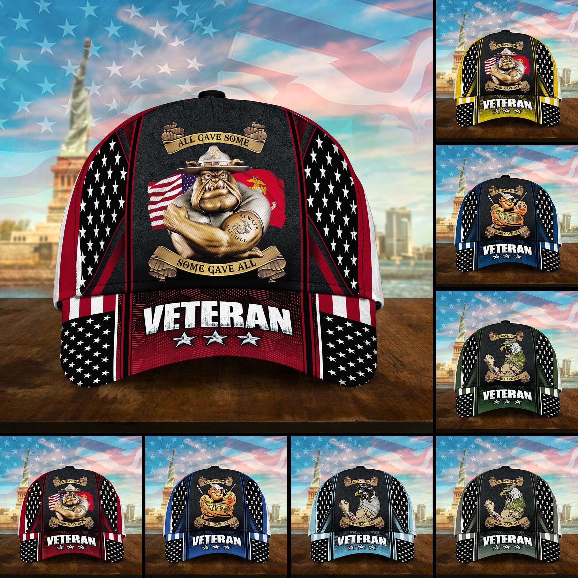 Premium U.S Multiple Service Veteran 3D Cap PVC240201