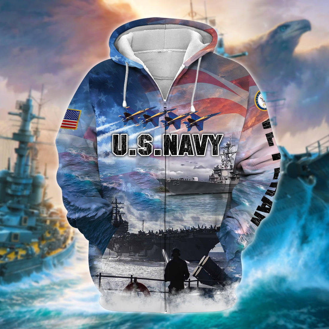 Premium U.S. Navy Veteran Zip Hoodie PVC190202