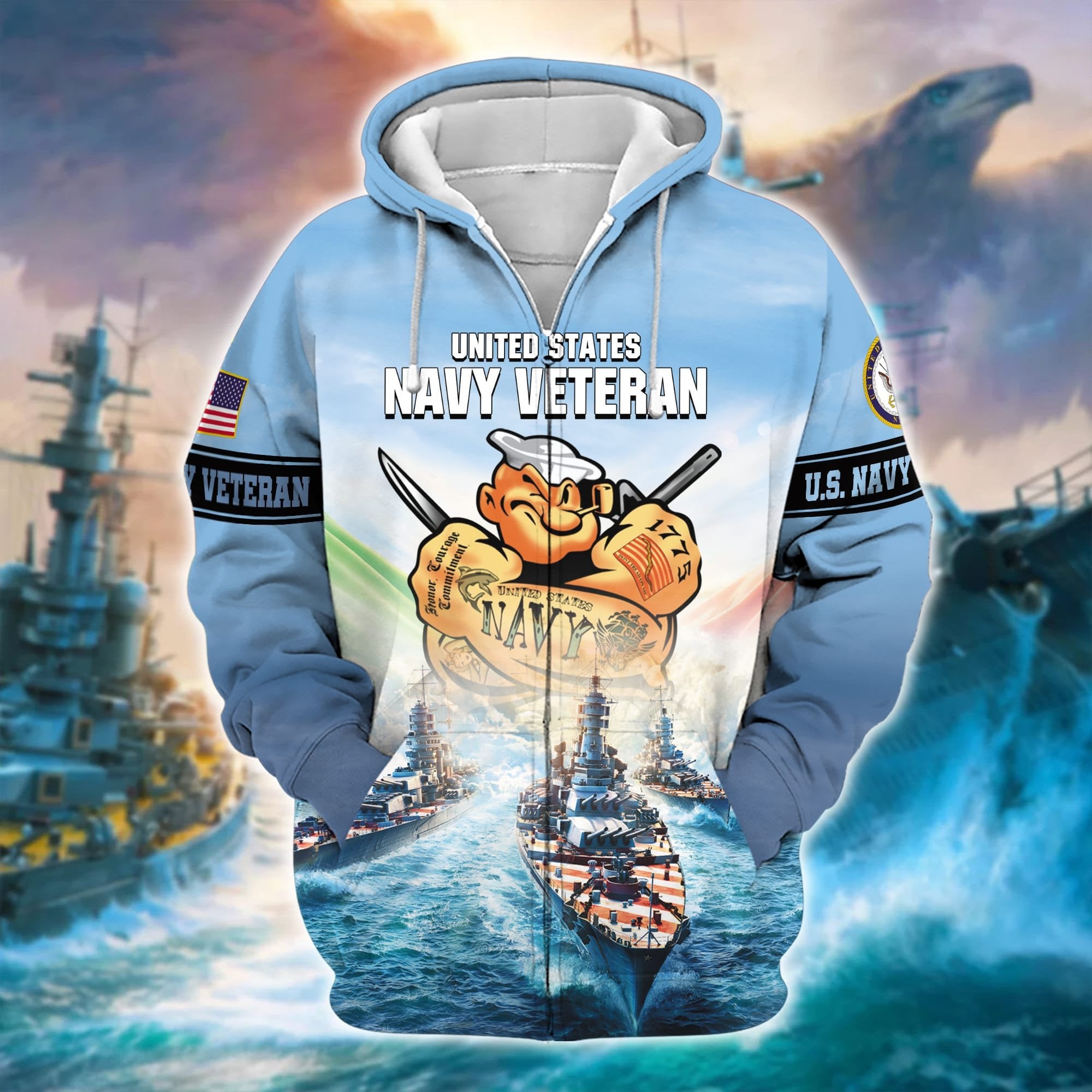 Premium U.S. Navy Veteran Zip Hoodie PVC160203