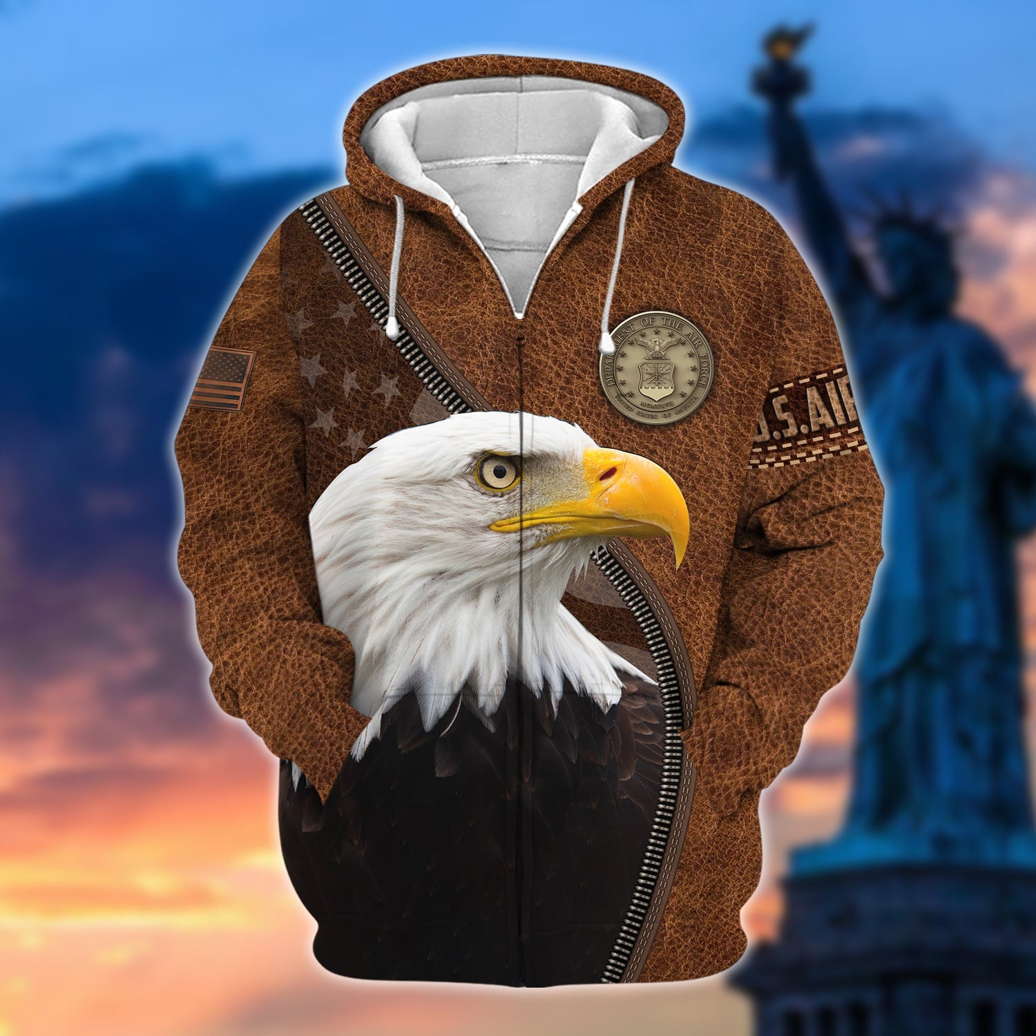 Premium U.S Multiple Service Veteran Zip Hoodie TVN190203