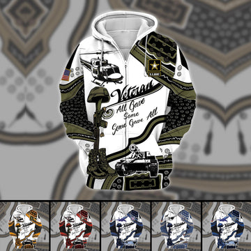 Premium U.S Multiple Service Veteran Zip Hoodie PVC190204