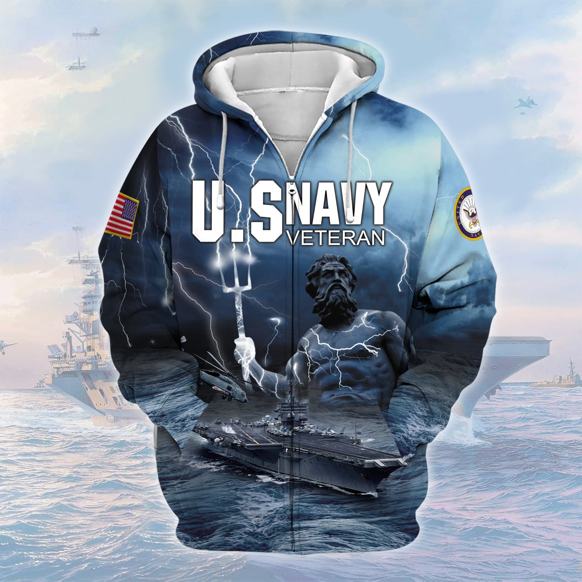 Premium U.S. Navy Veteran Zip Hoodie PVC210201